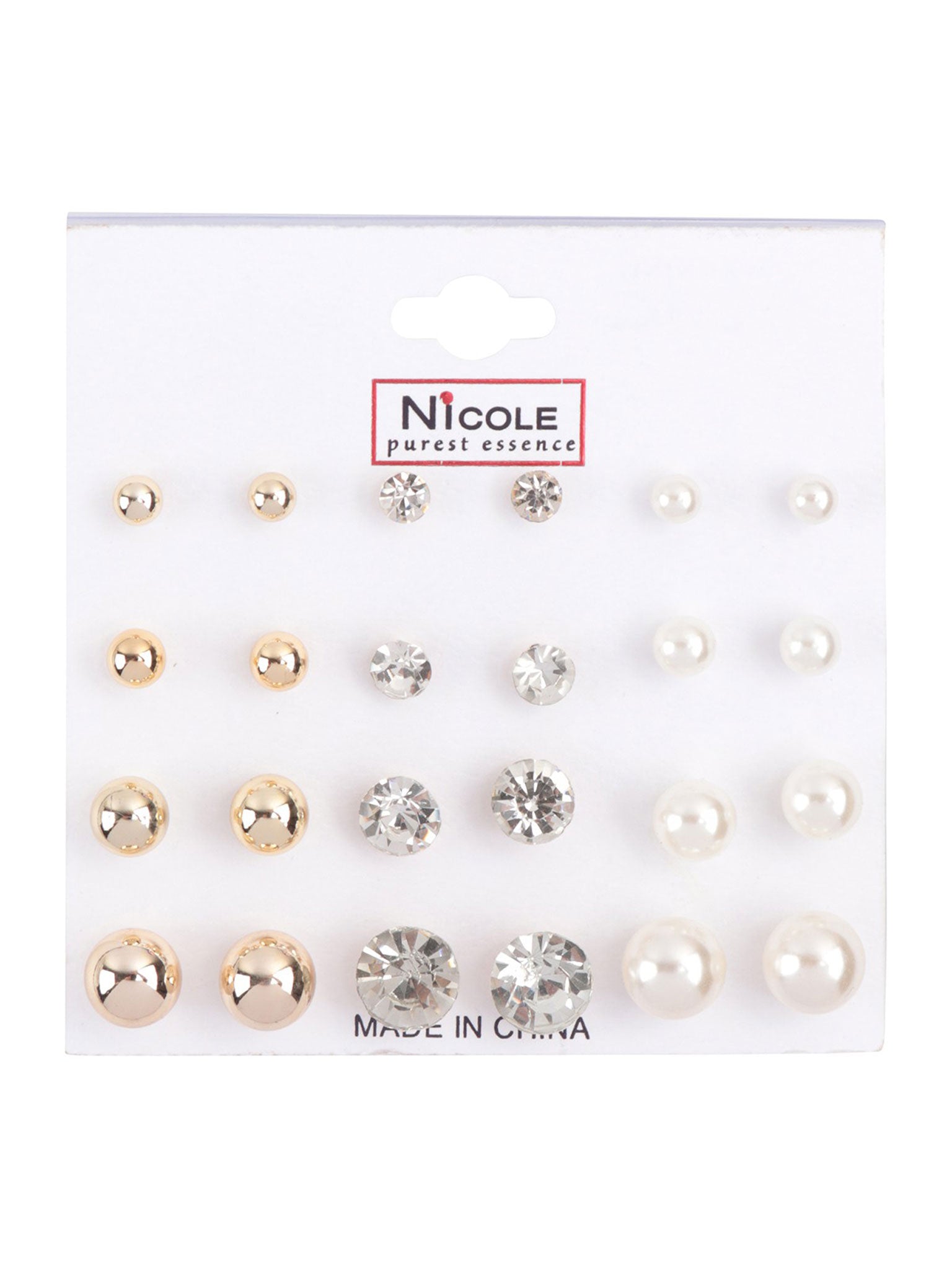 Crystal  Rhinestone Pearl Stud Earrings