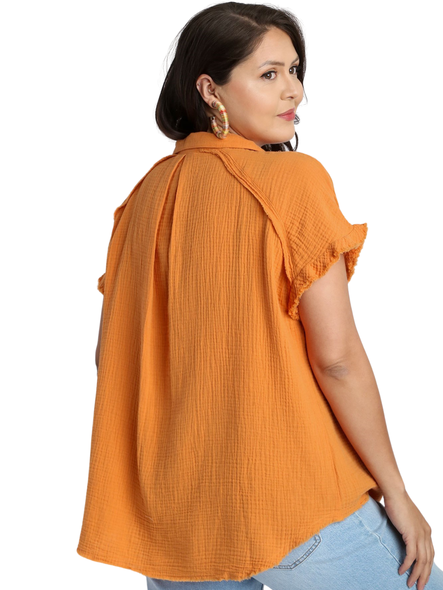 Curvy Let's Go Team Button Up Top