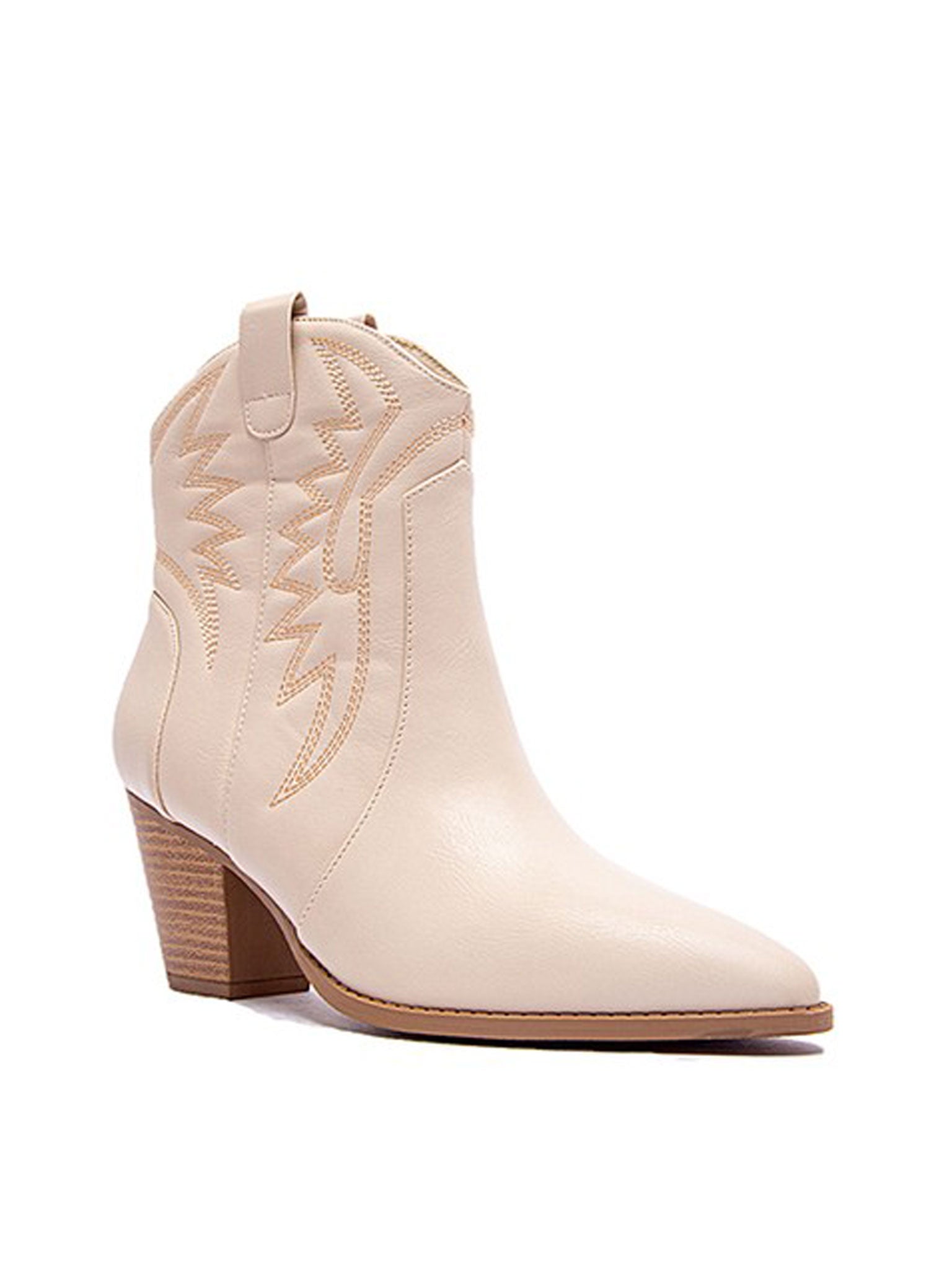 Zane Off White Western Ankle Bootie