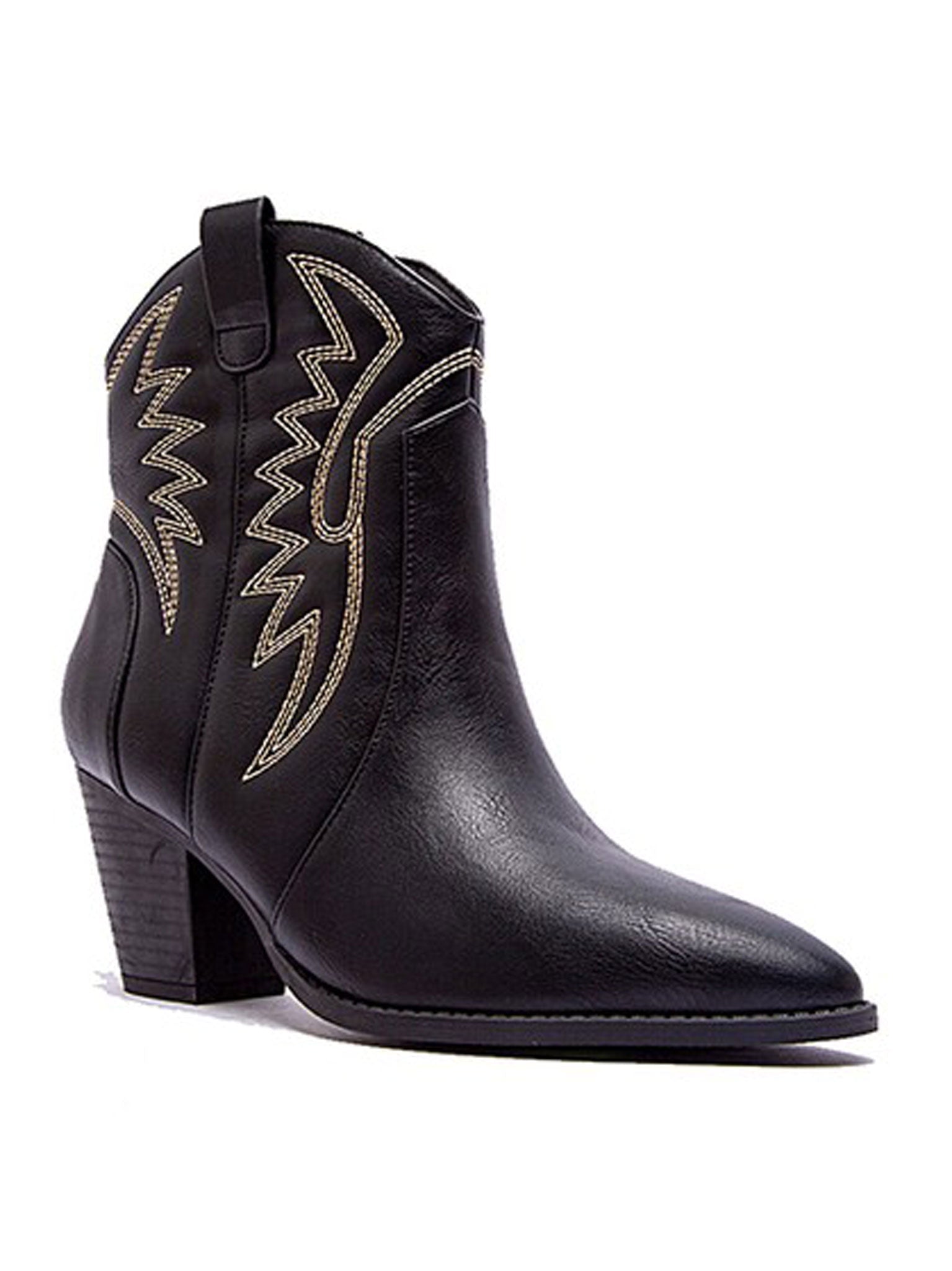 Zane Black Western Ankle Bootie