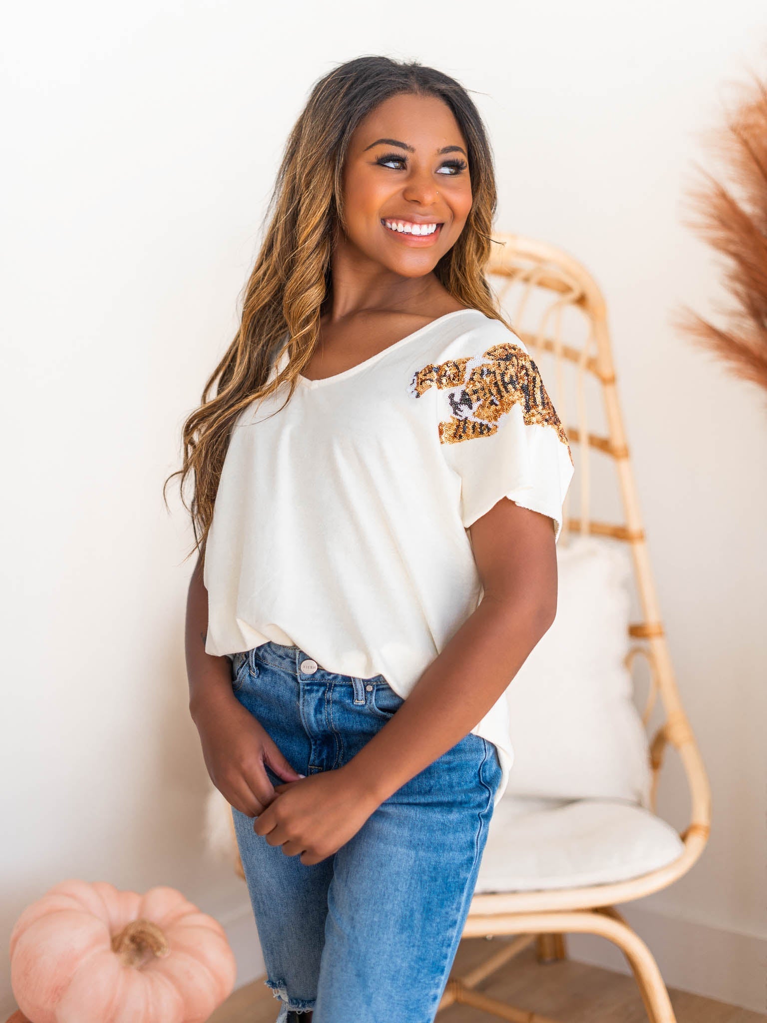 Tiger Sequin Patch Tee