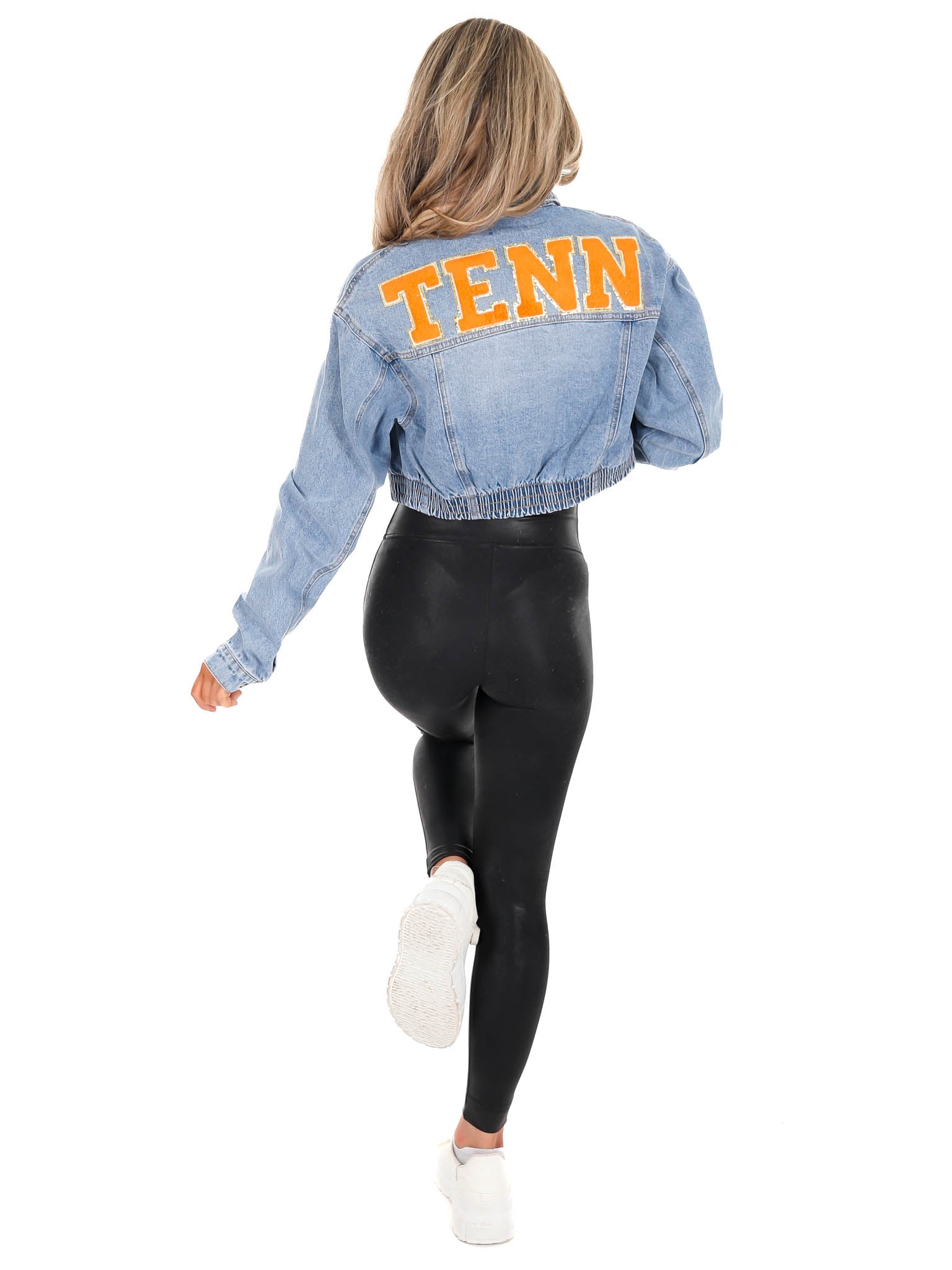 Chenille TENN Elastic Cropped Denim Jacket