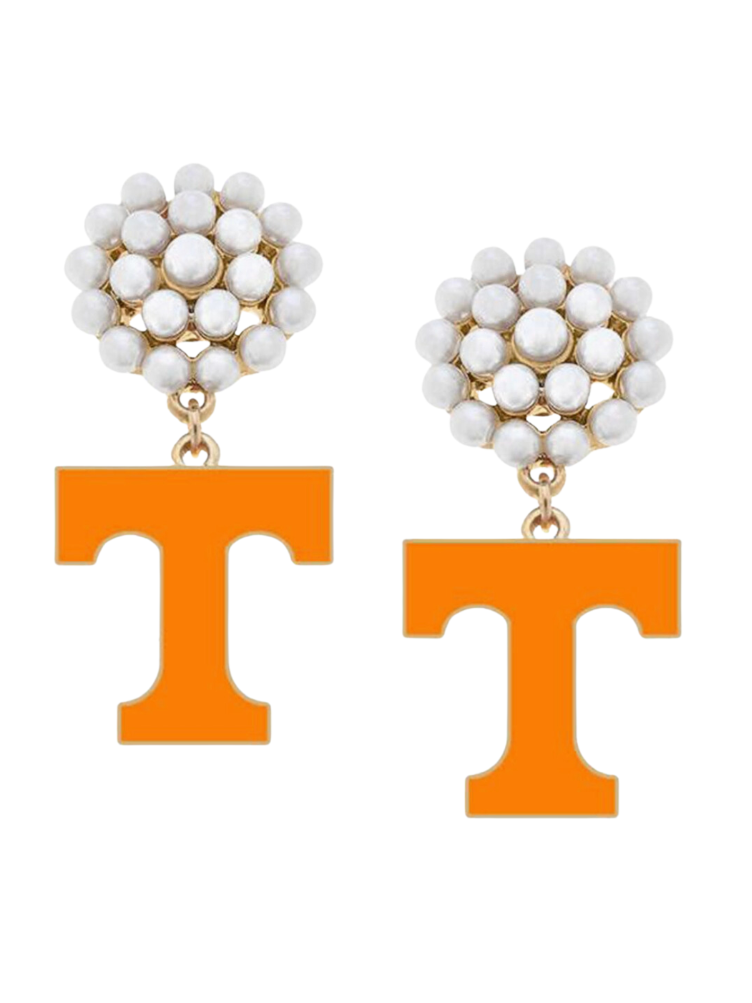 Tennessee Volunteers Pearl Cluster Enamel Drop Earrings