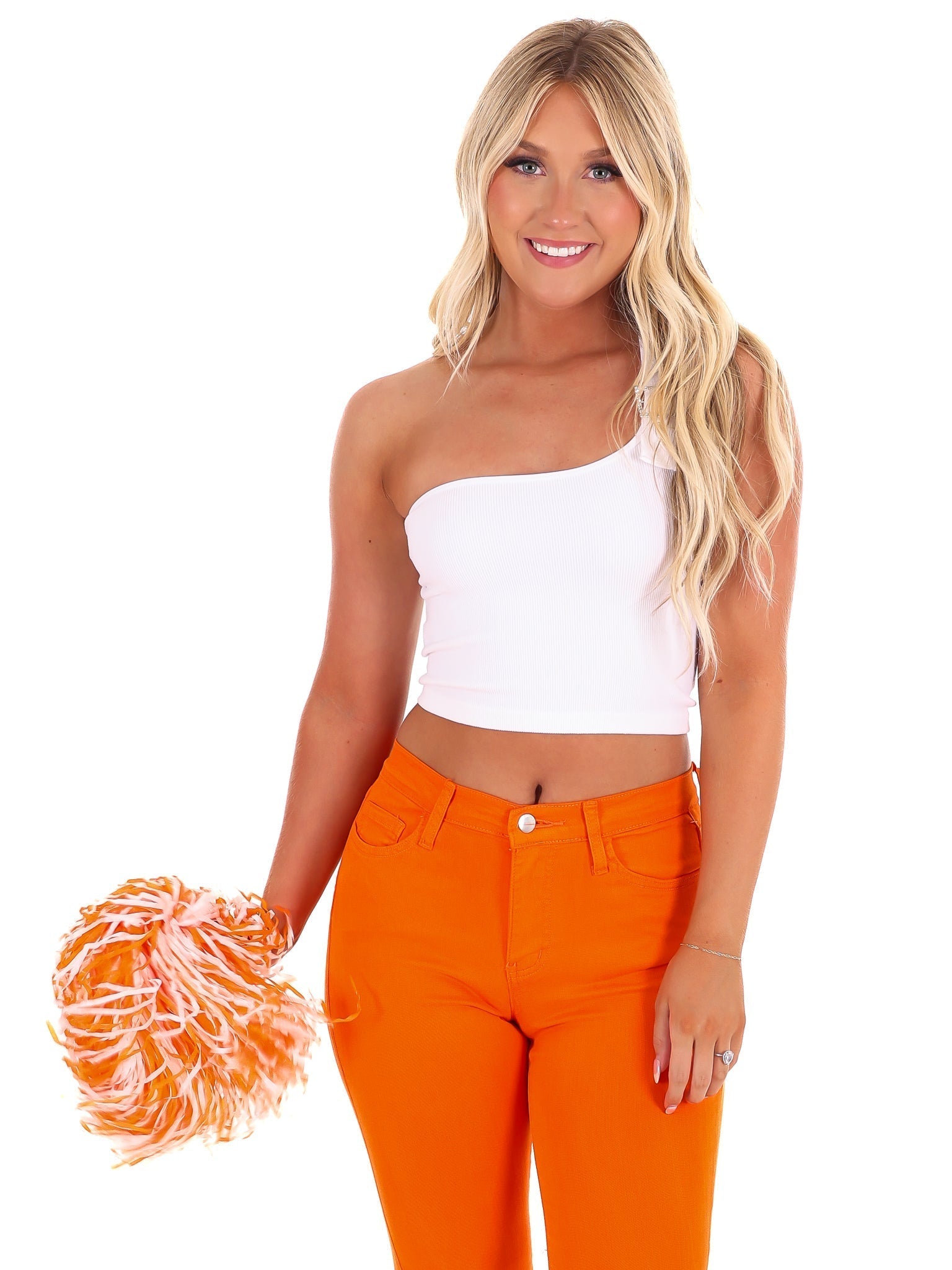 Win is A Win Buckle One Shoulder Top