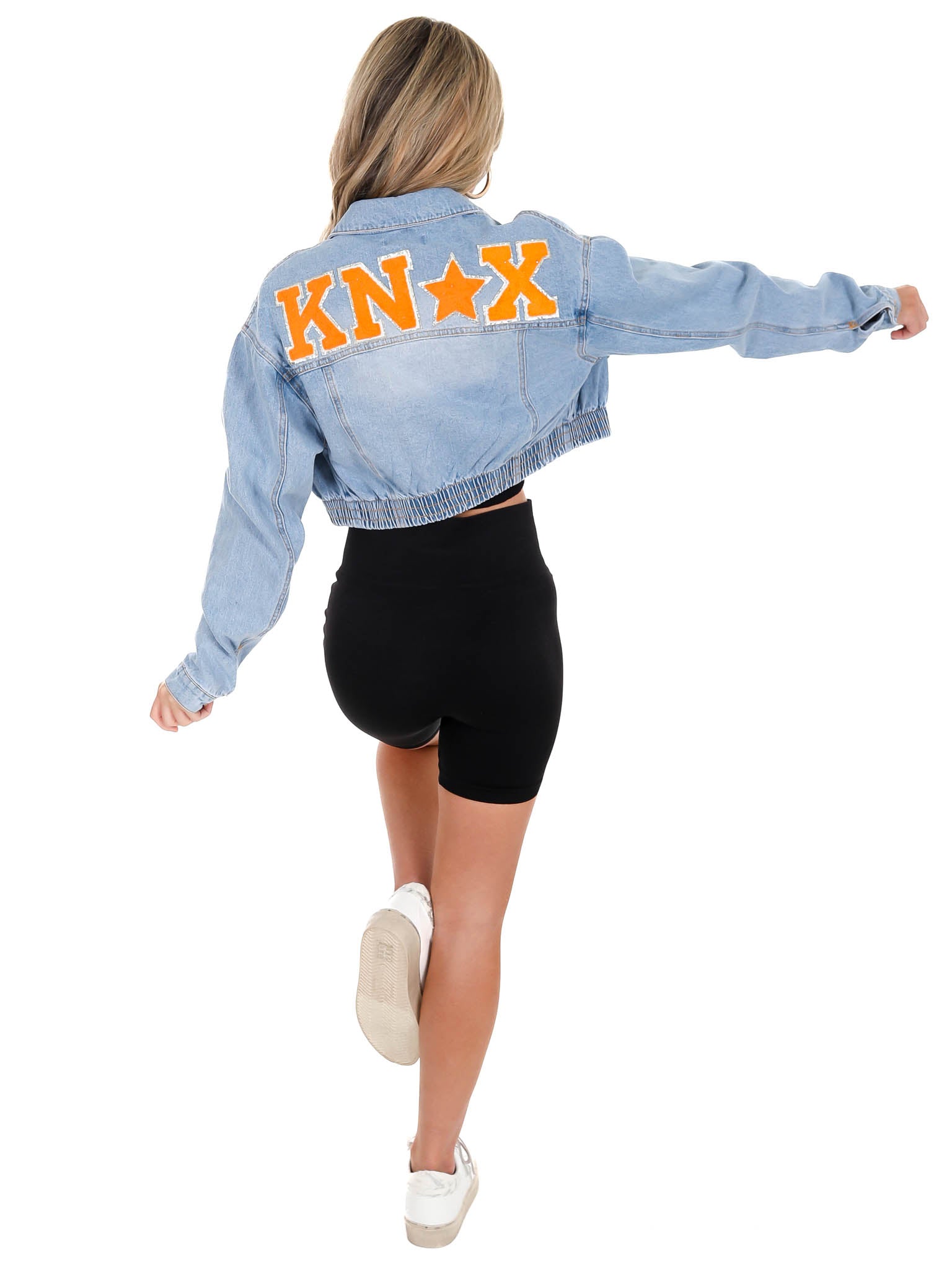 Chenille KNOX Elastic Cropped Denim Jacket