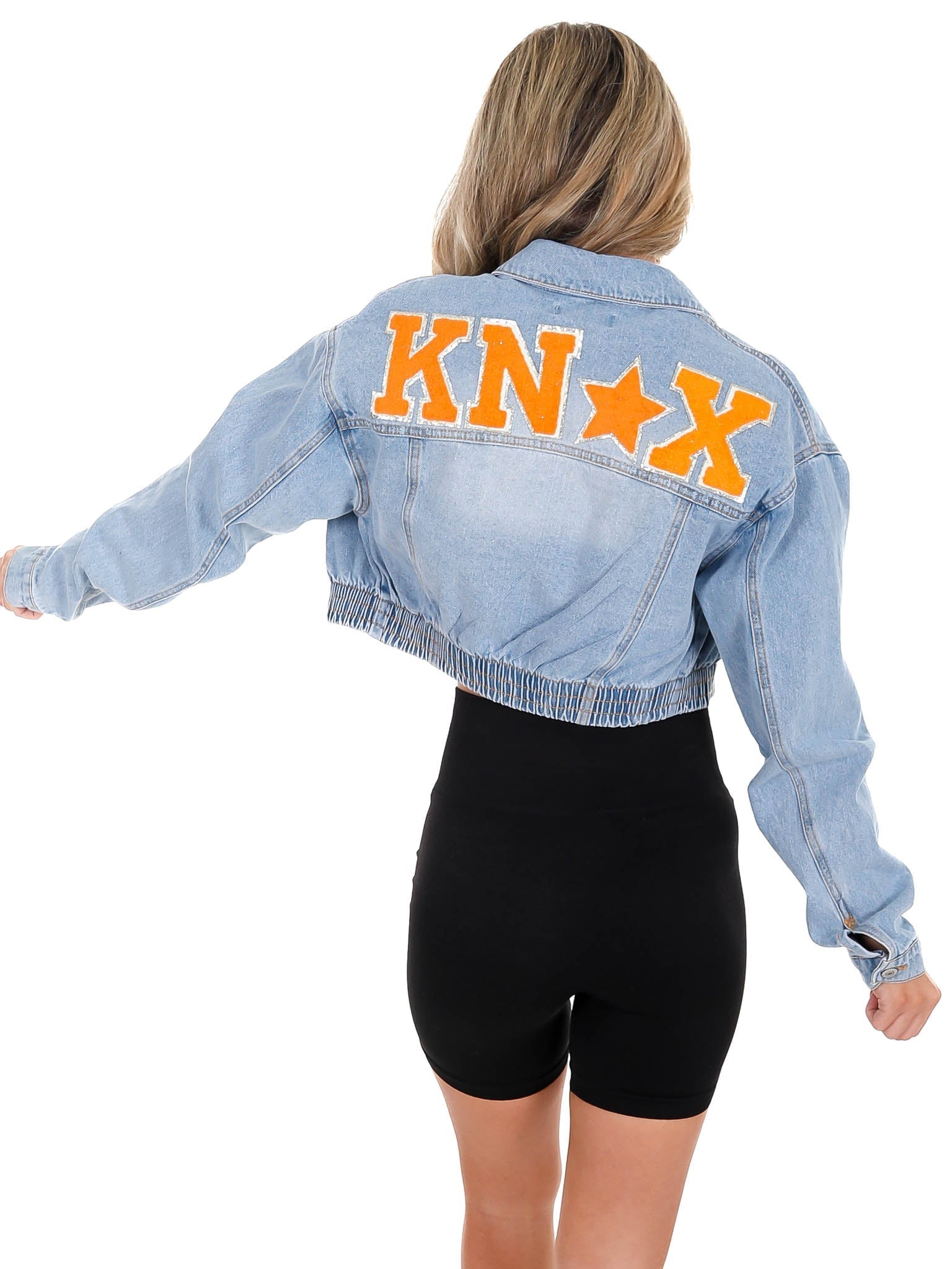 Chenille KNOX Elastic Cropped Denim Jacket