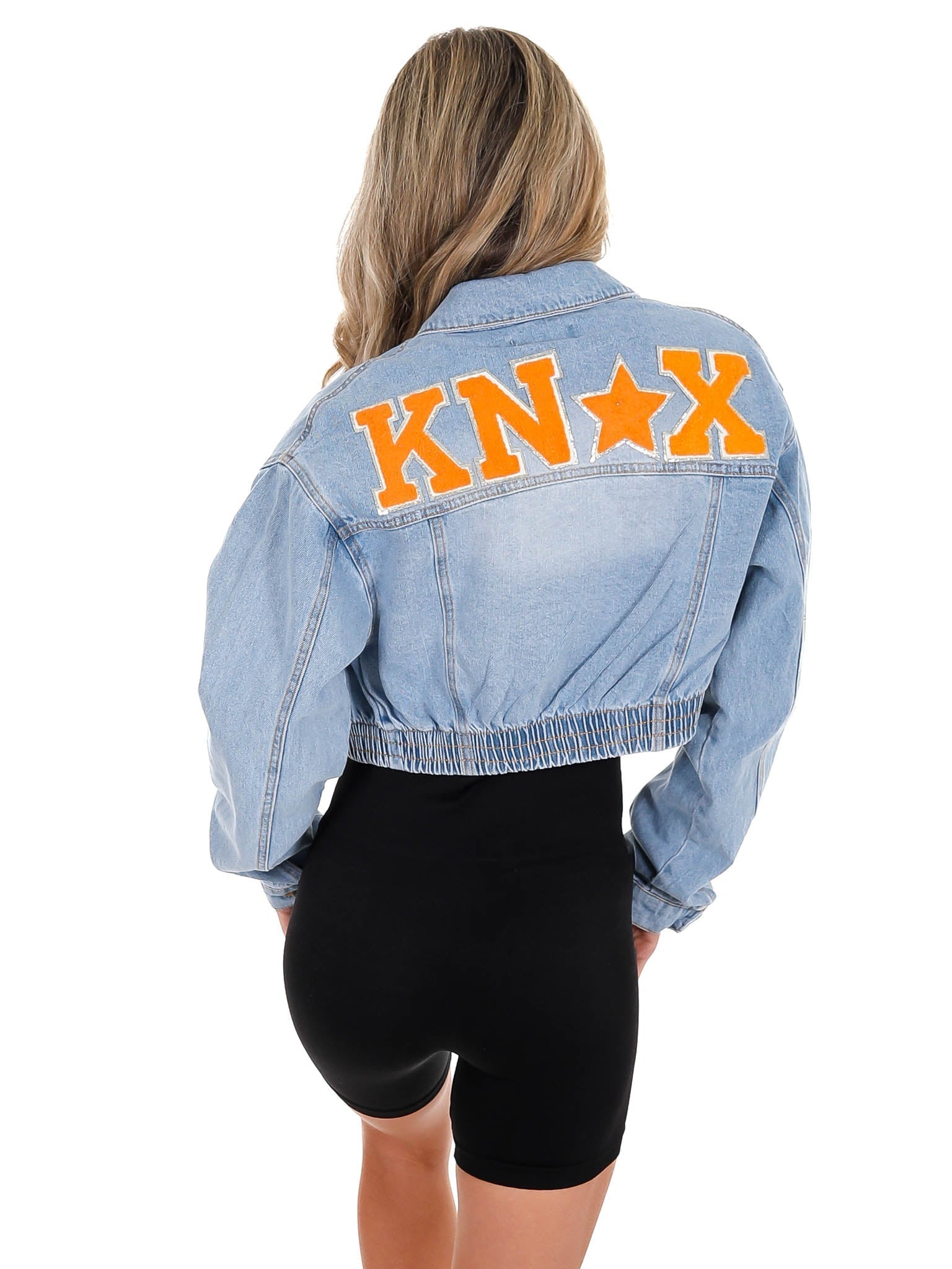 Chenille KNOX Elastic Cropped Denim Jacket