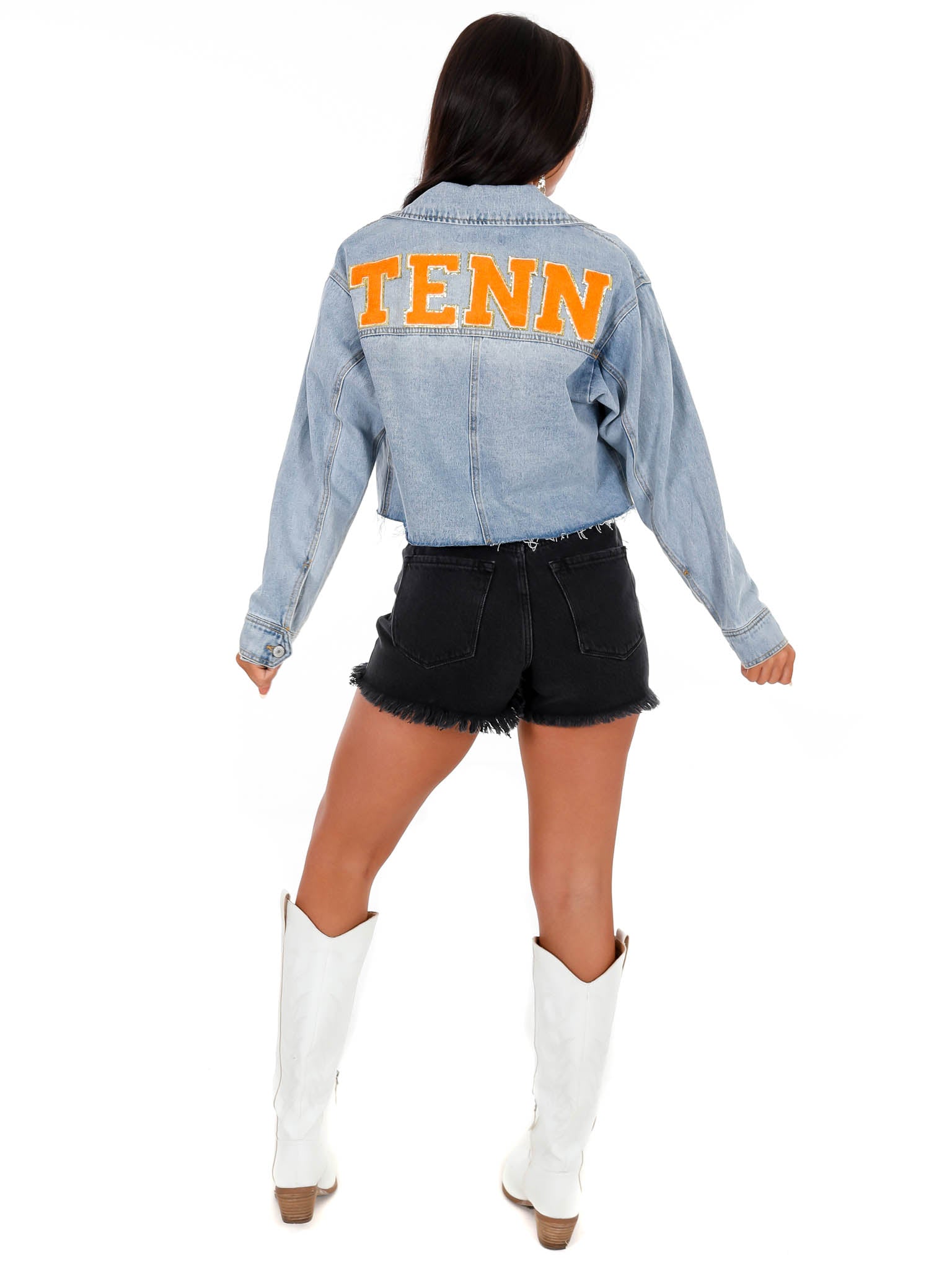 Cropped Chenille TENN Denim Jacket