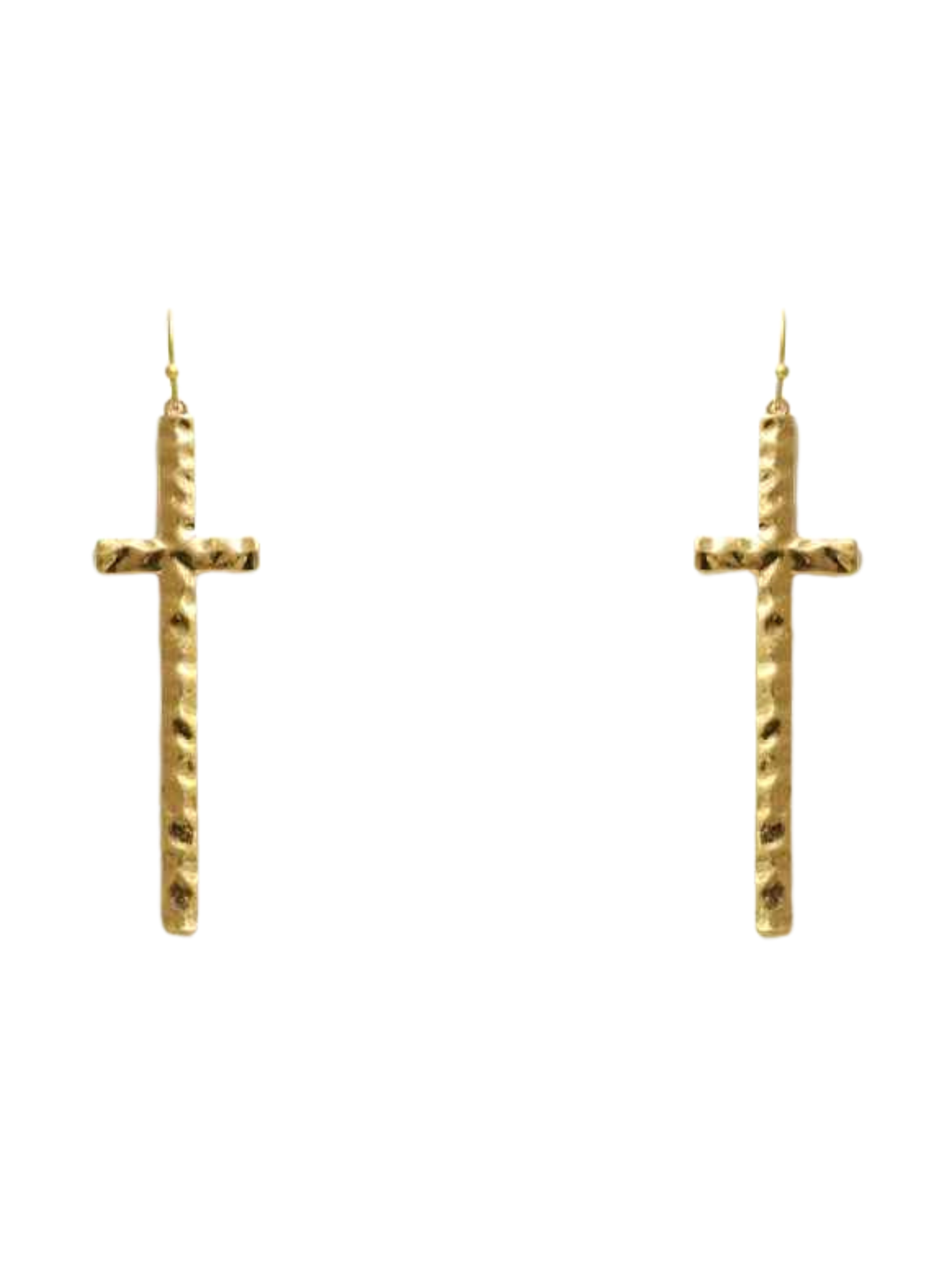 Cross Hammered Metal Drop Earrings