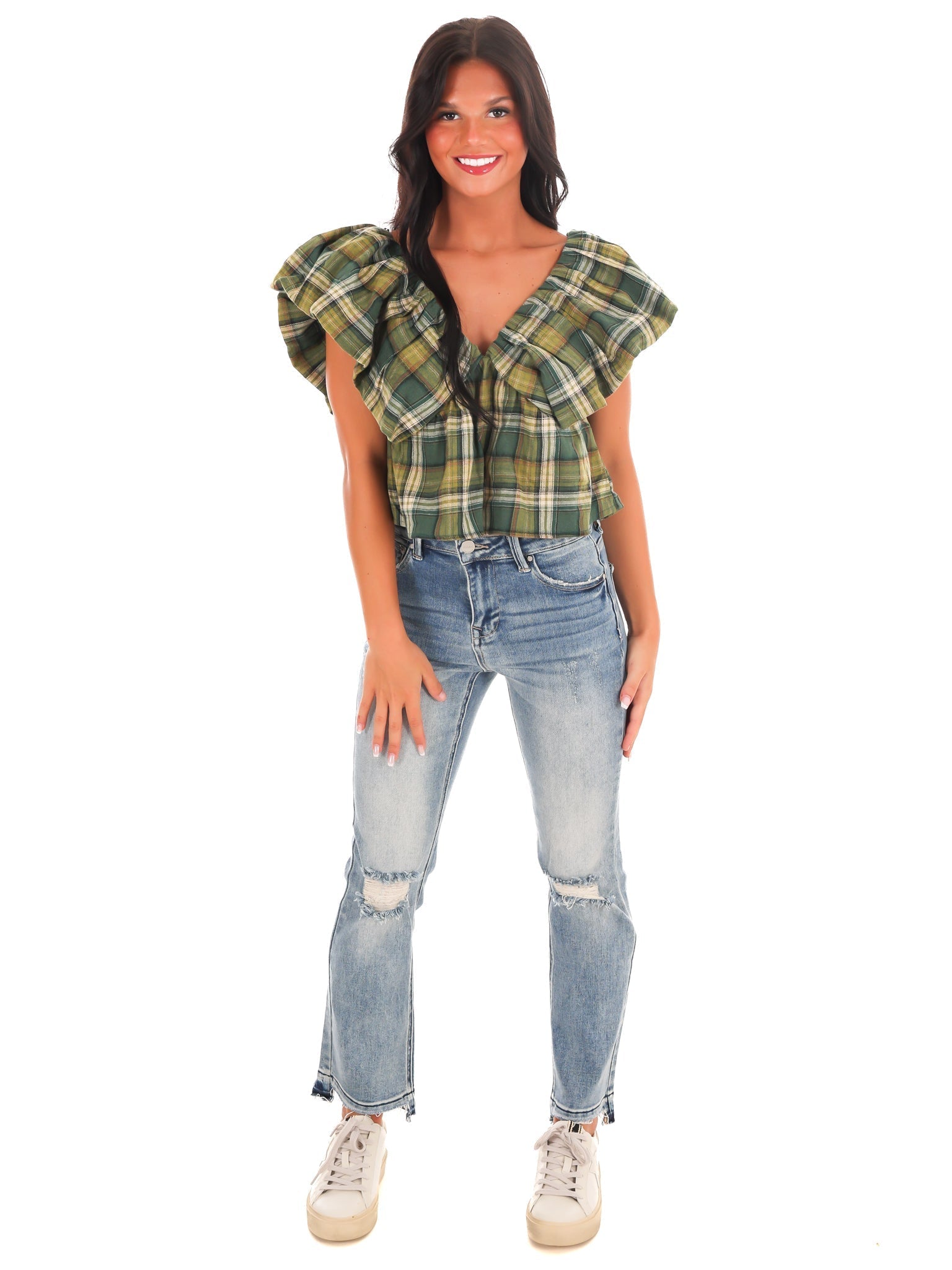 Rustic Retreat Plaid Babydoll Top
