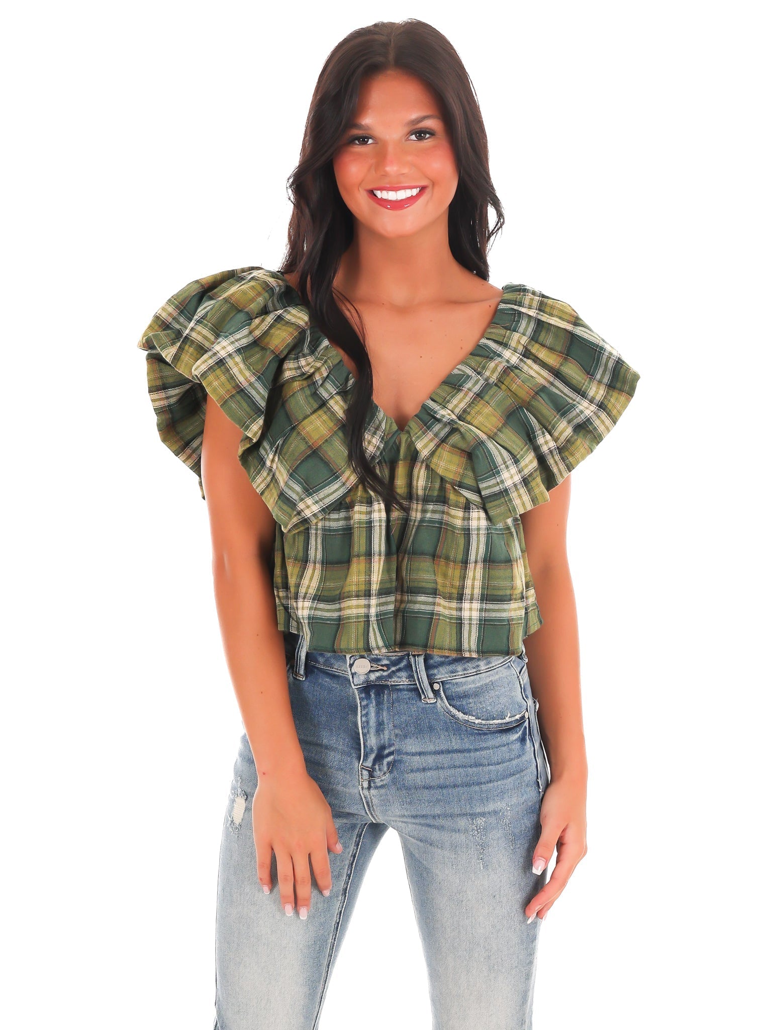 Rustic Retreat Plaid Babydoll Top