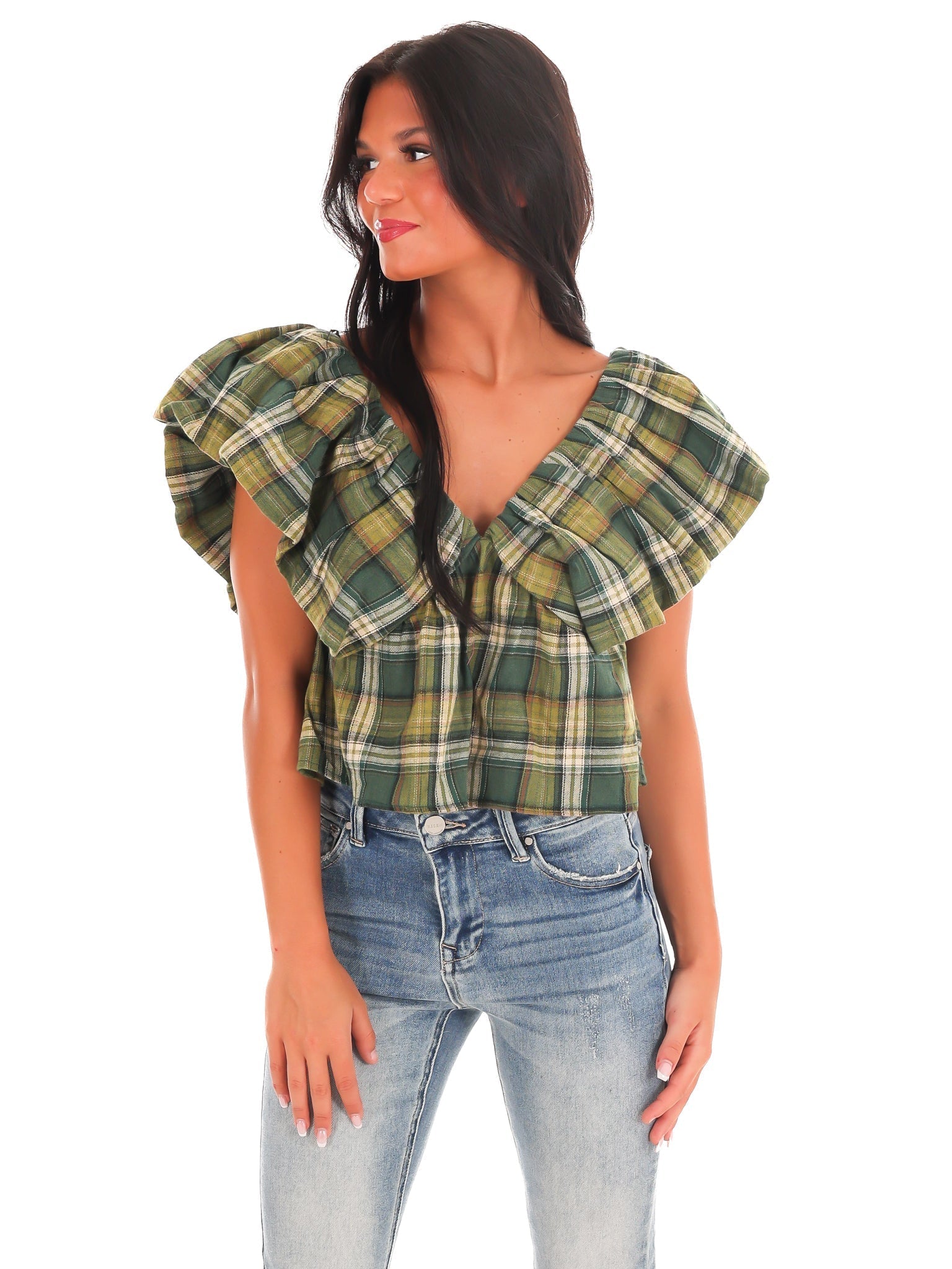 Rustic Retreat Plaid Babydoll Top