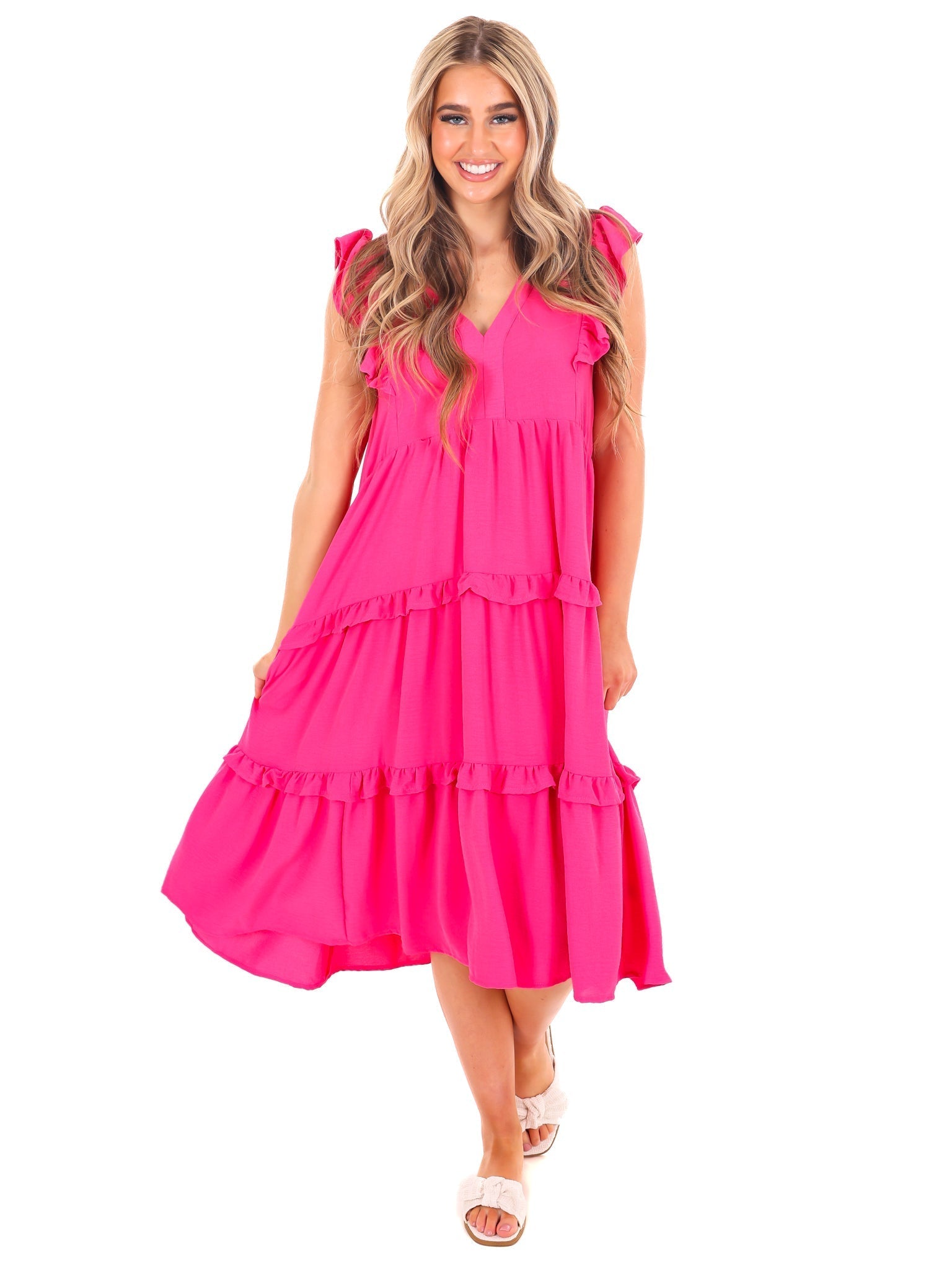 A Little Love Ruffle Midi Dress