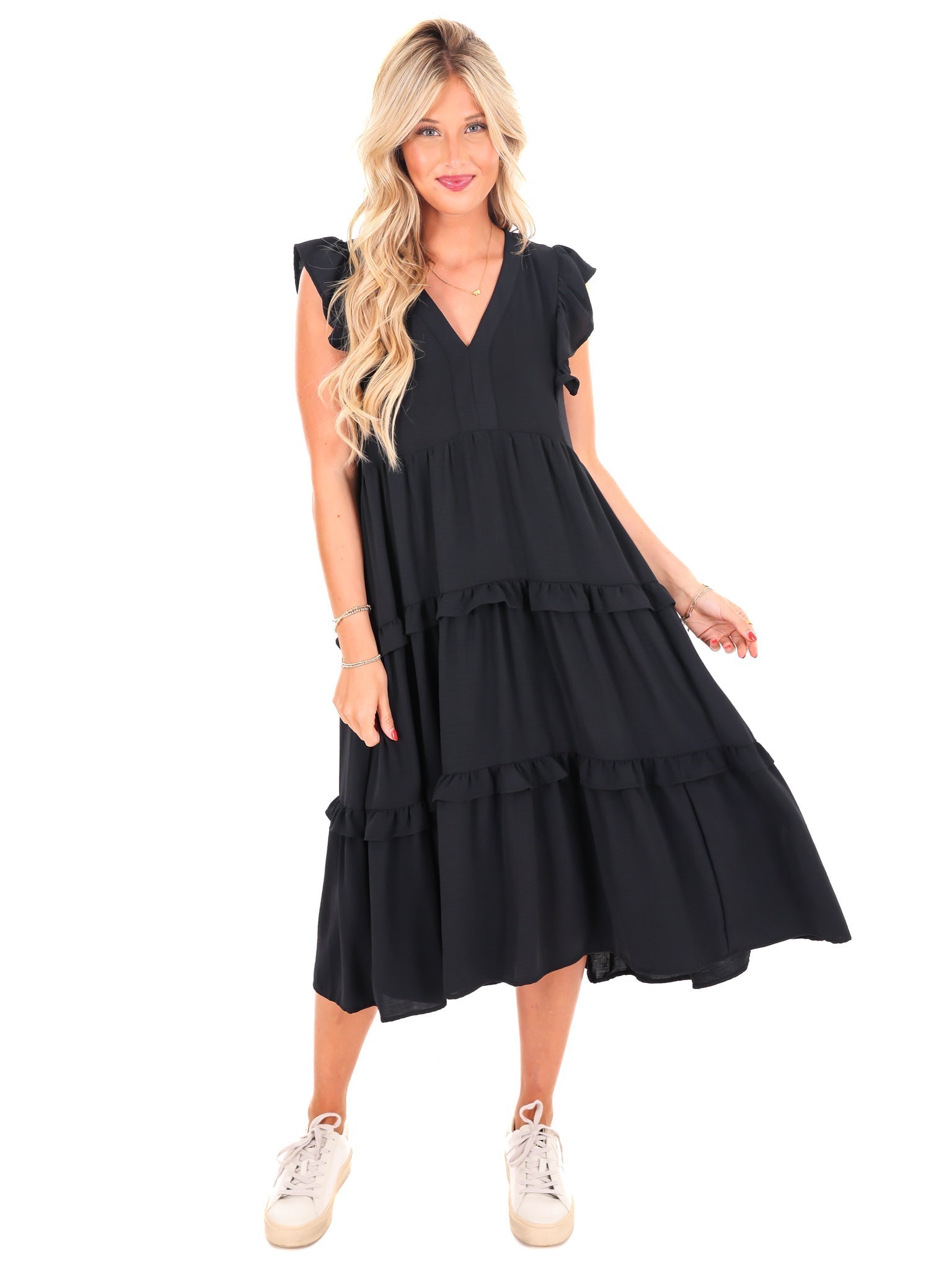 A Little Love Ruffle Midi Dress