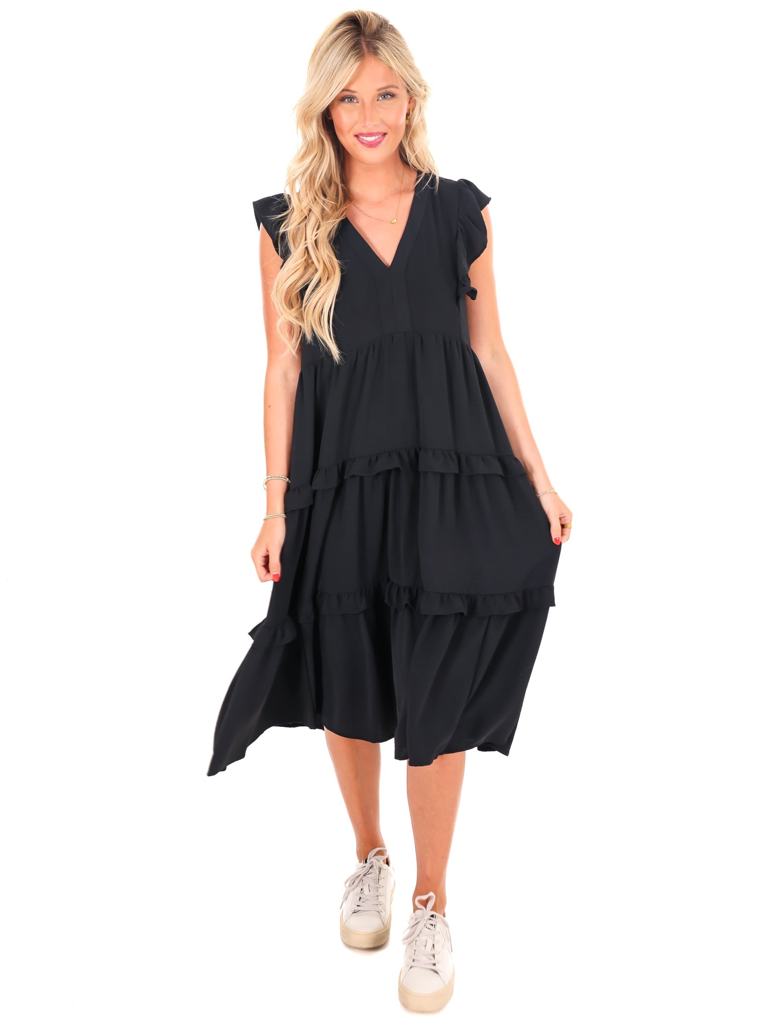 A Little Love Ruffle Midi Dress