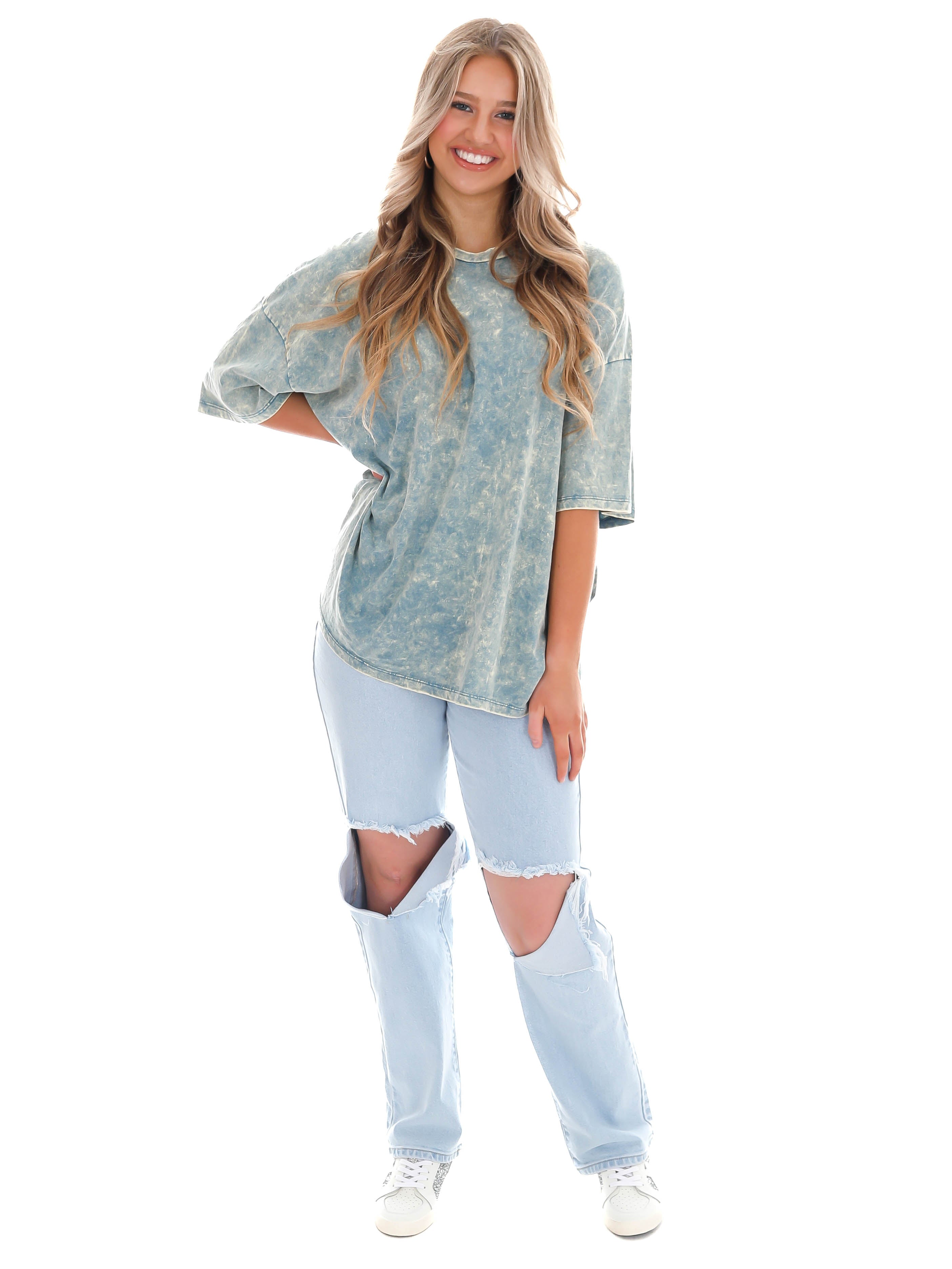 Playing Games Acid Wash Boyfriend Tee