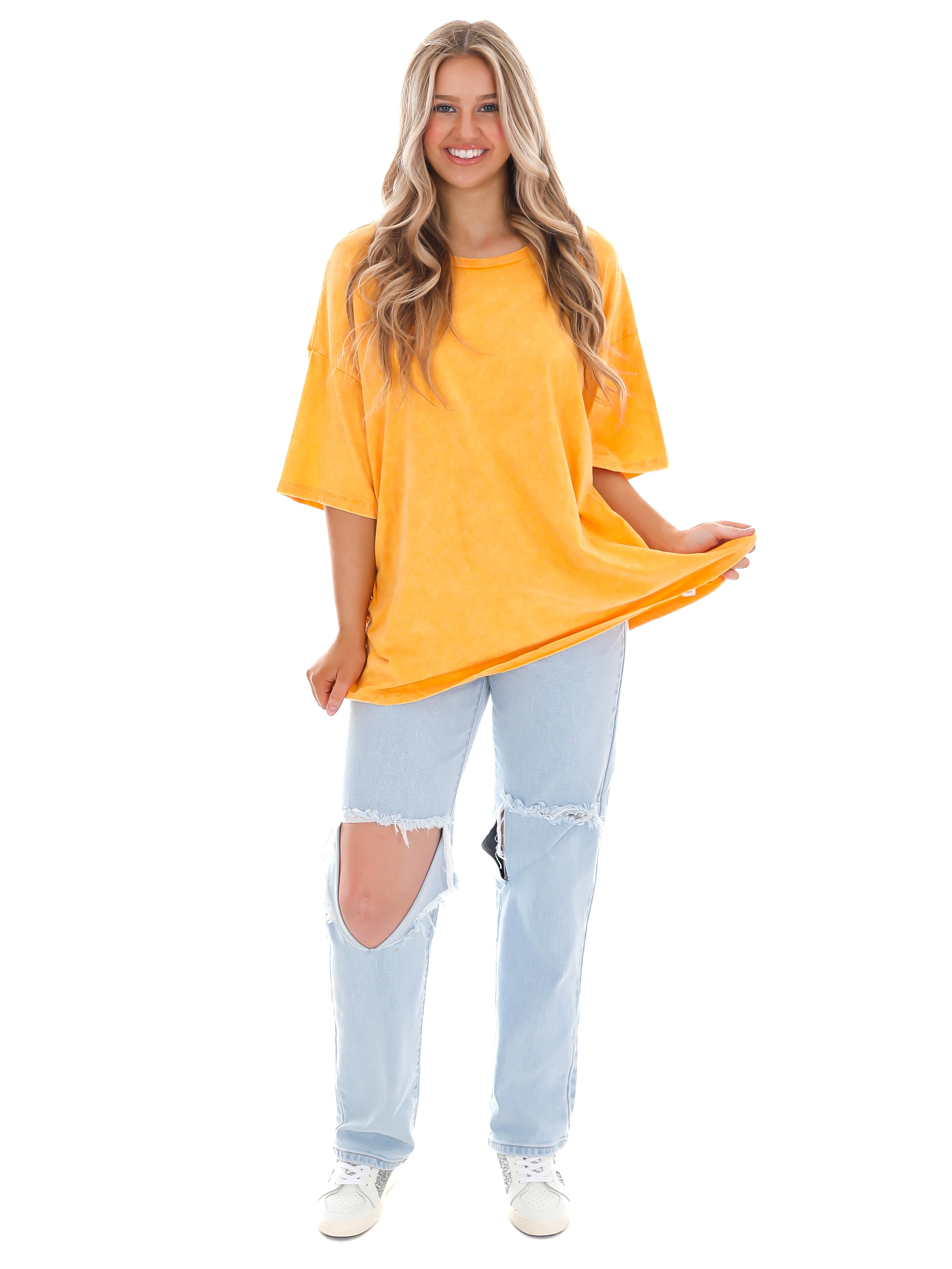 Playing Games Acid Wash Boyfriend Tee