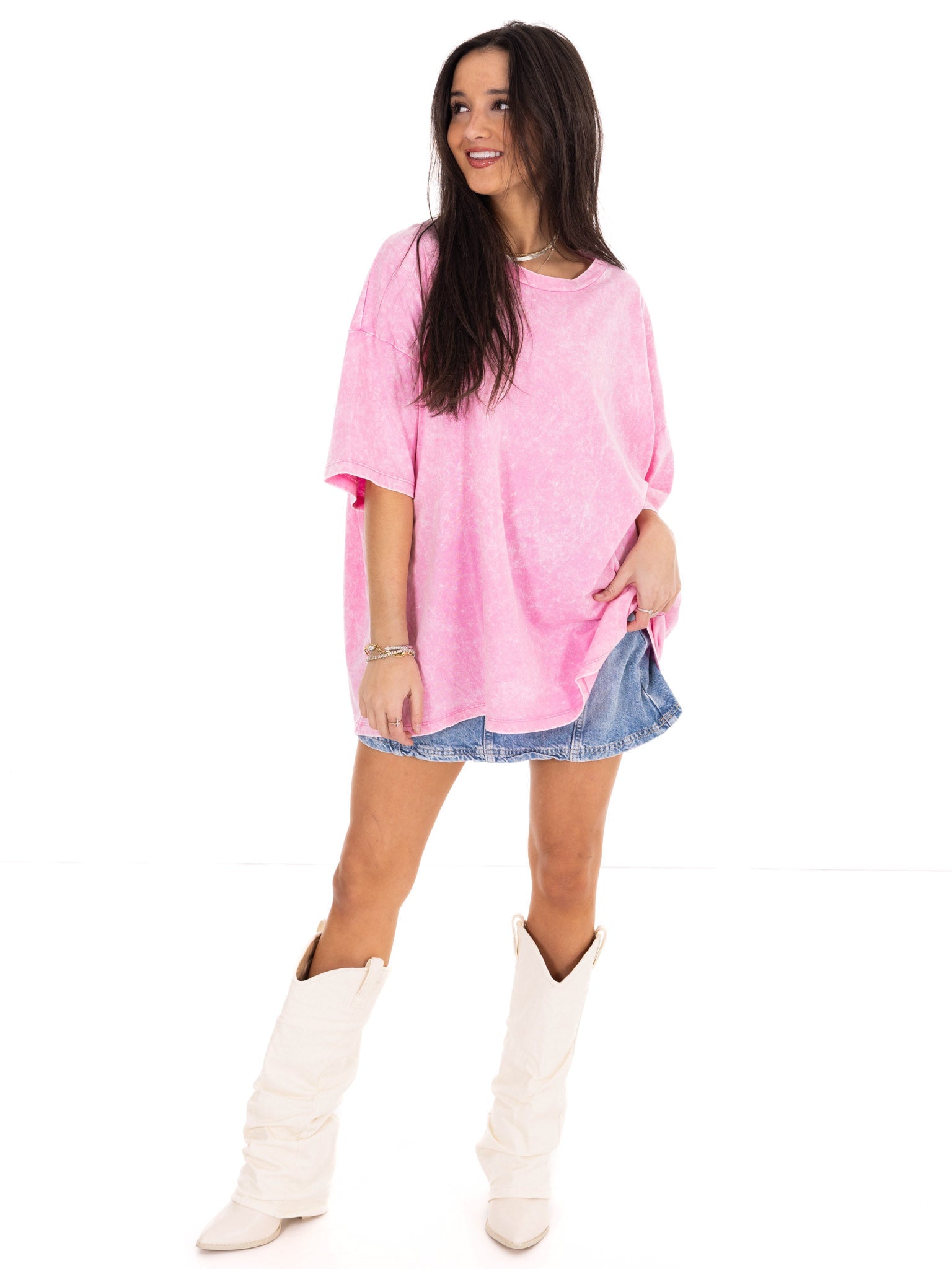 Playing Games Acid Wash Boyfriend Tee