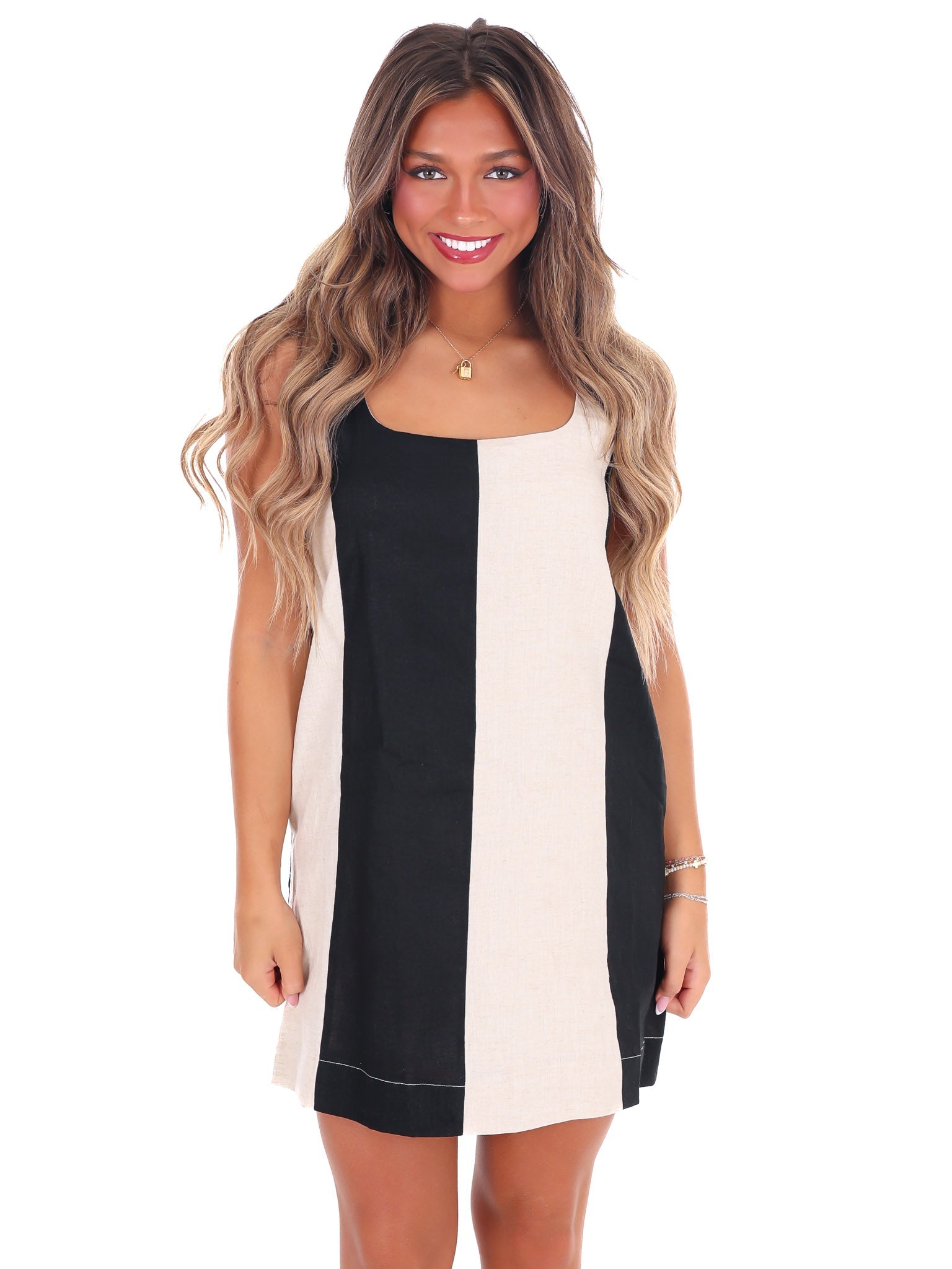 Next to Me Colorblock Linen Dress