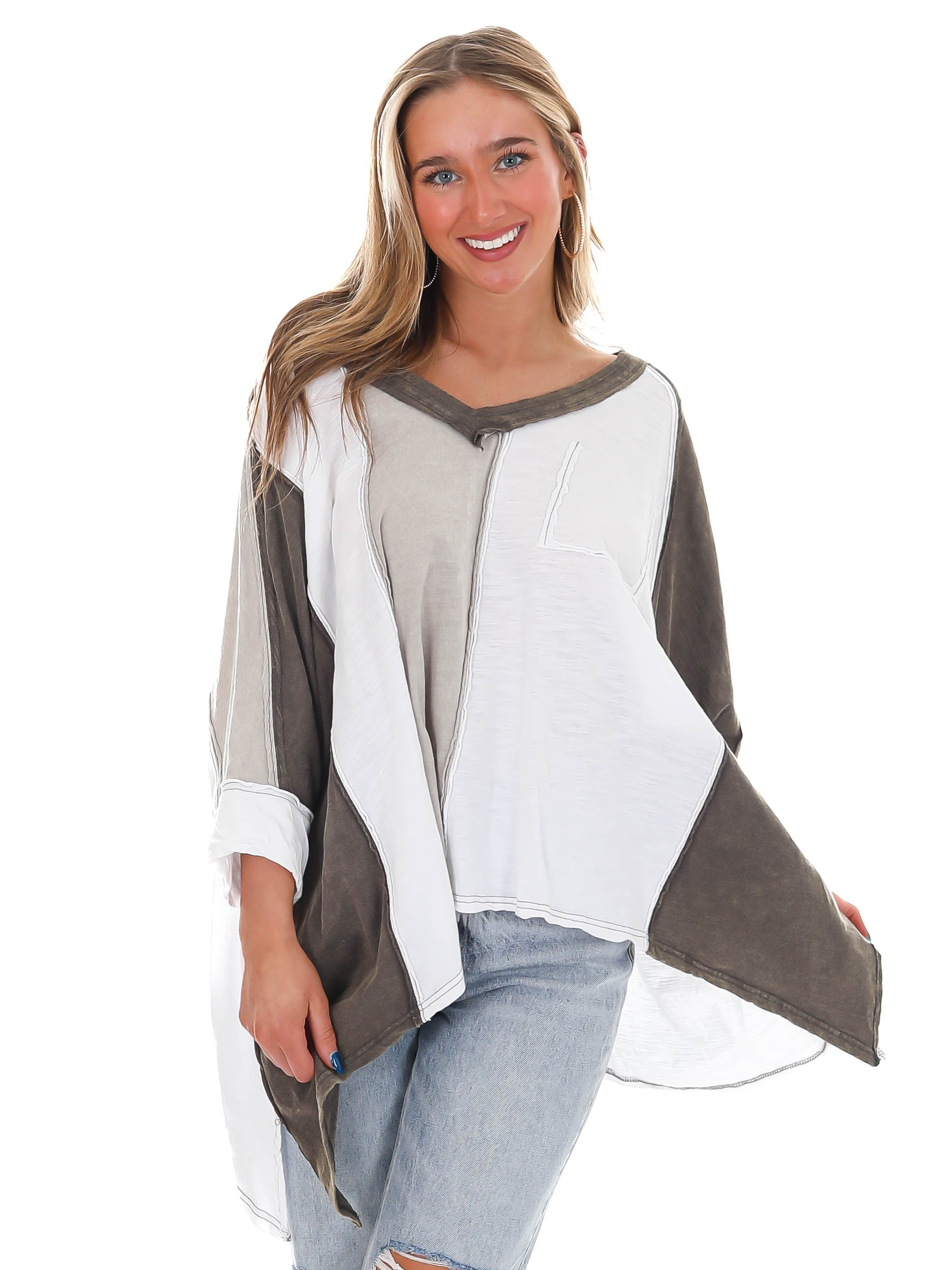 Catch the Wind Oversized Colorblock Top