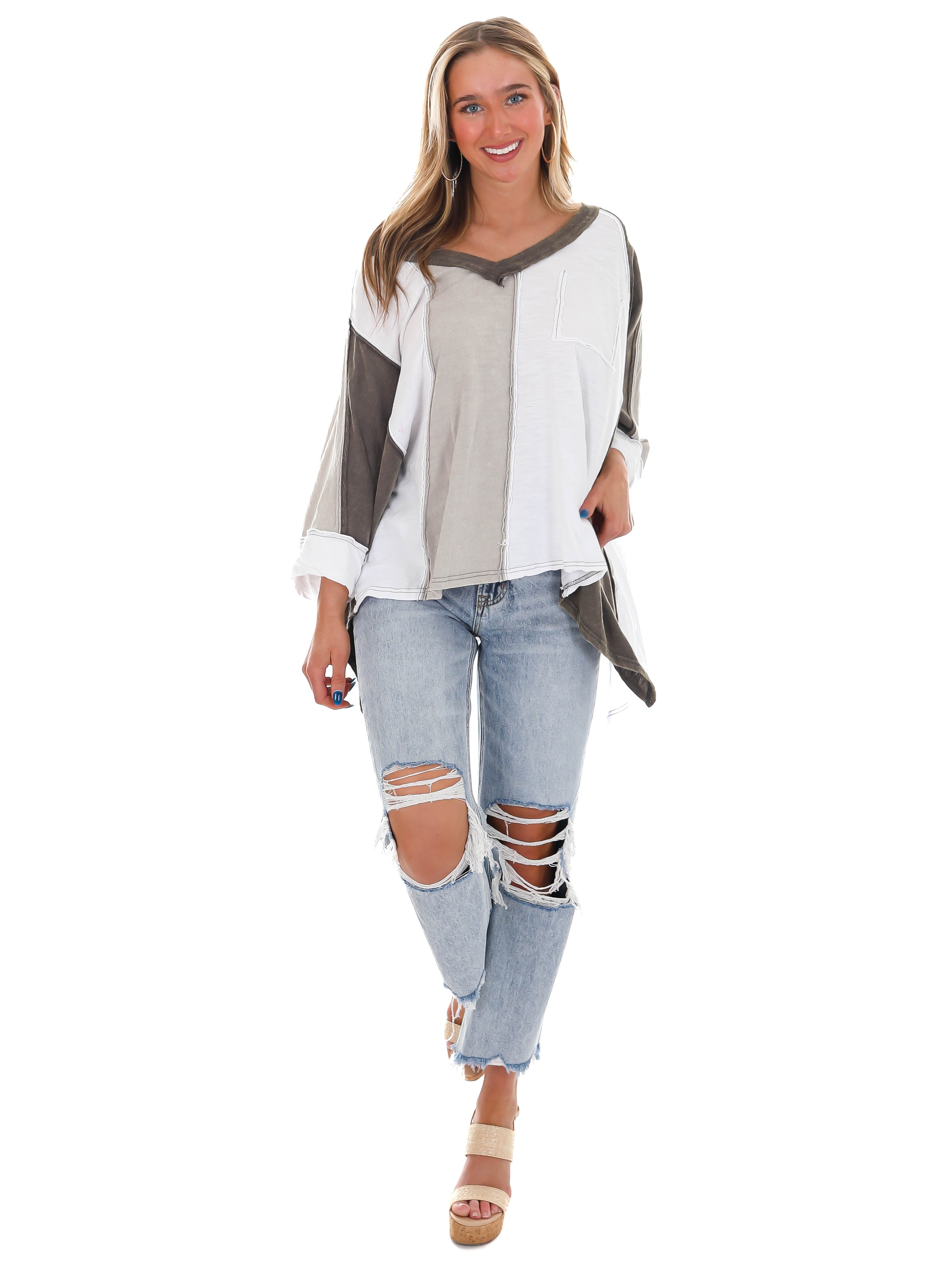 Catch the Wind Oversized Colorblock Top