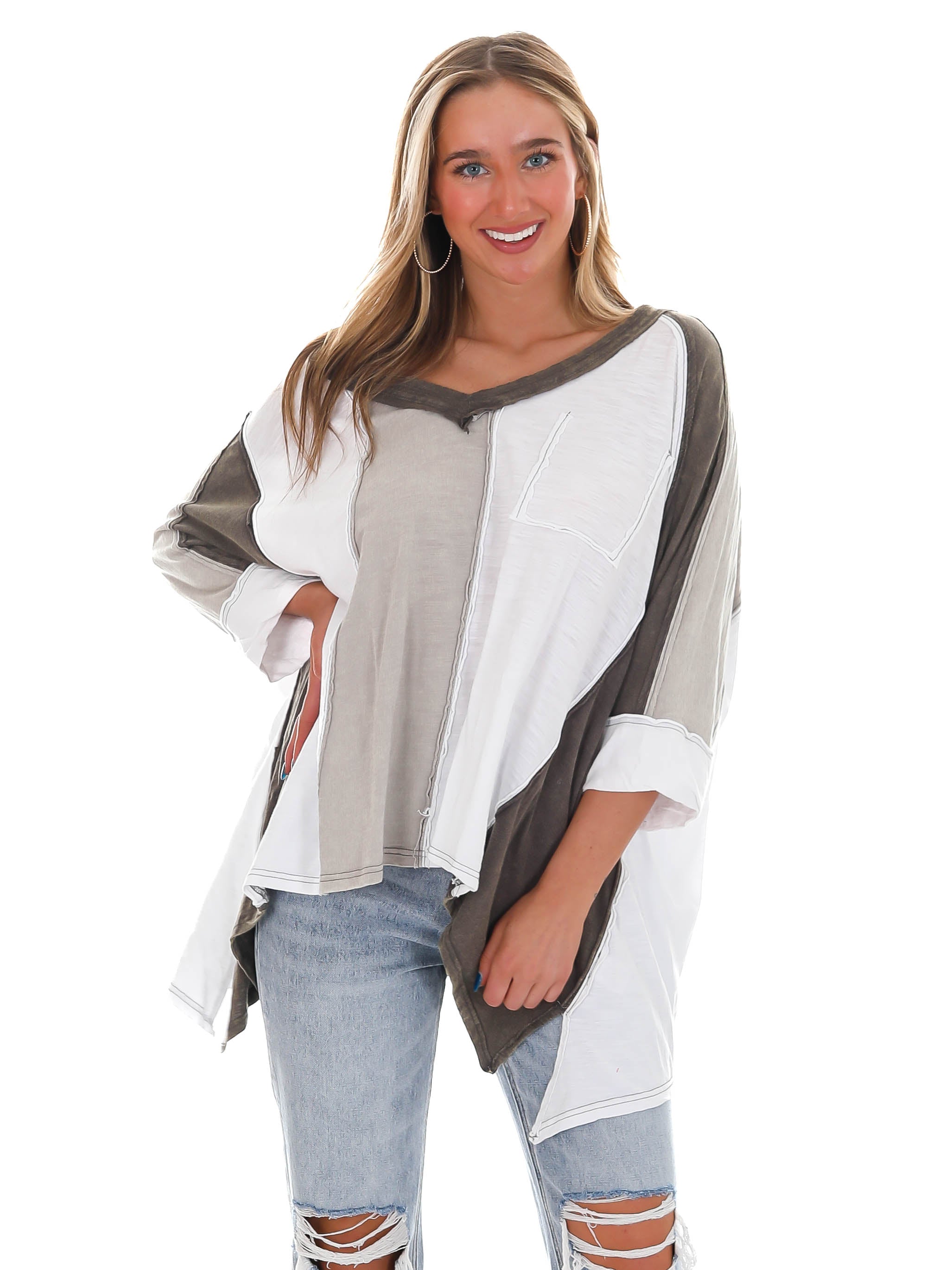 Catch the Wind Oversized Colorblock Top