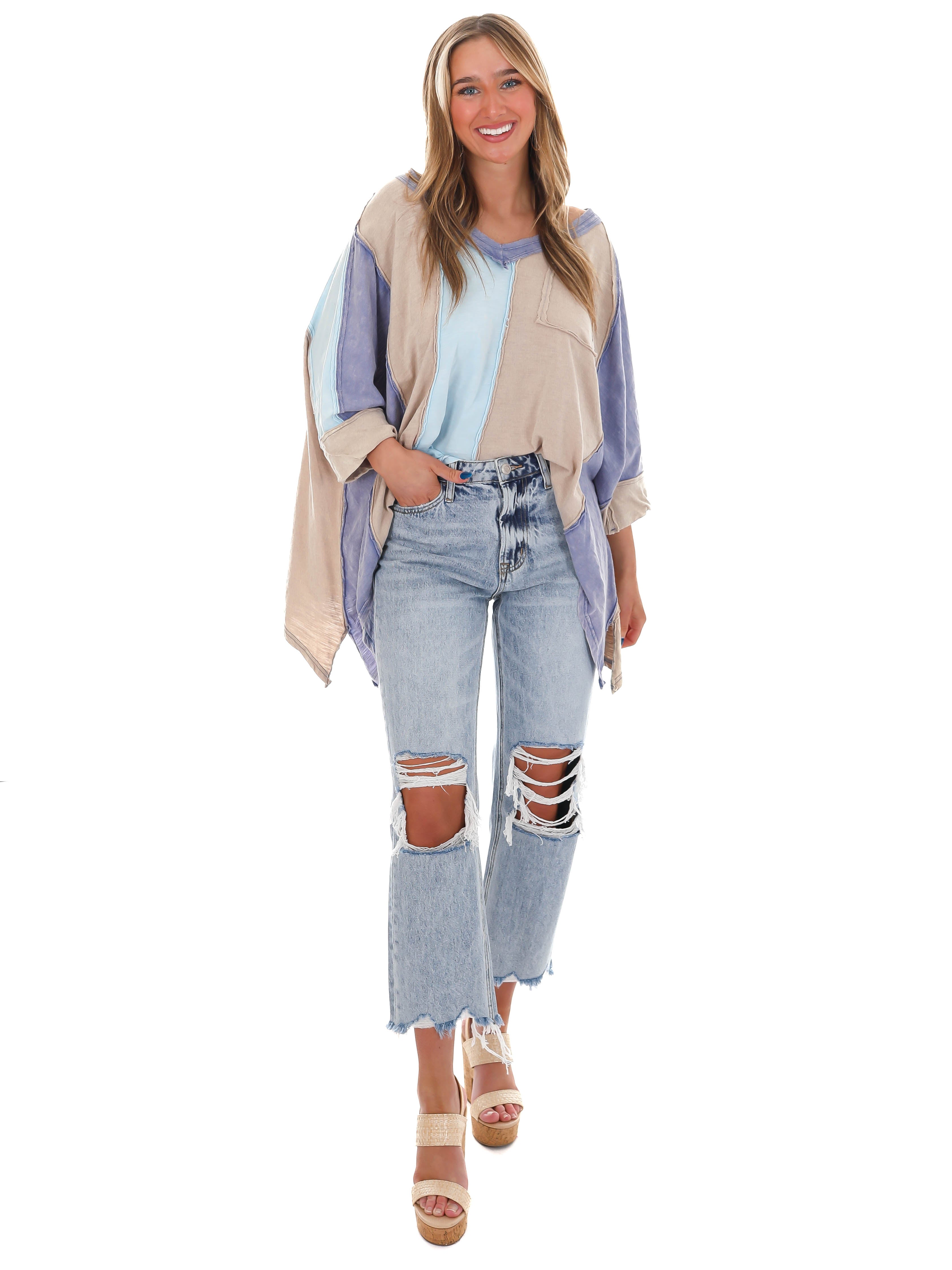 Catch the Wind Oversized Colorblock Top