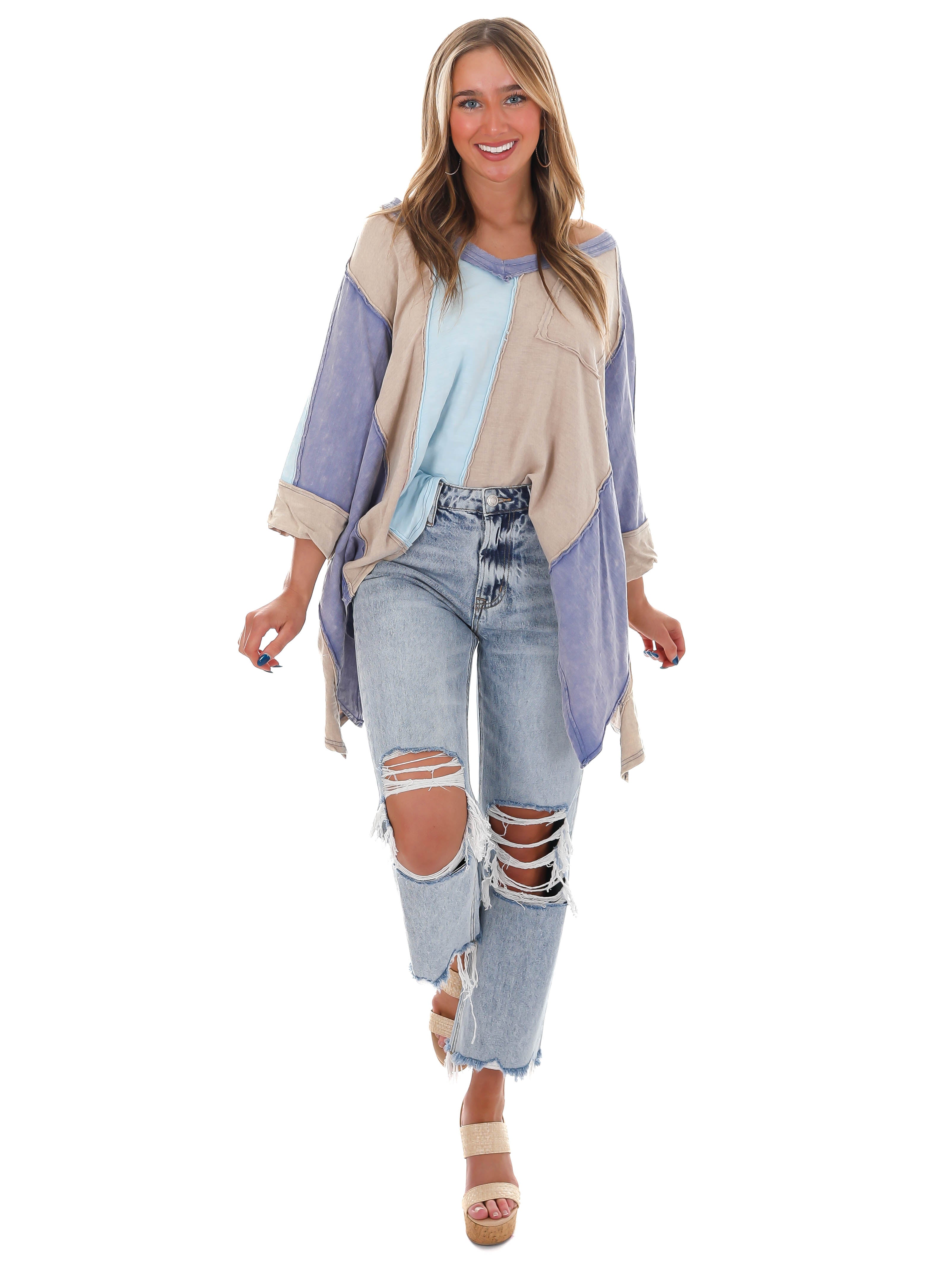 Catch the Wind Oversized Colorblock Top