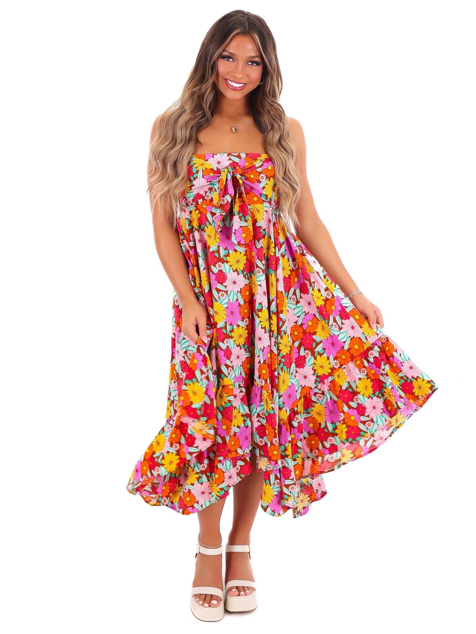 Never Let Go Floral Midi Dress