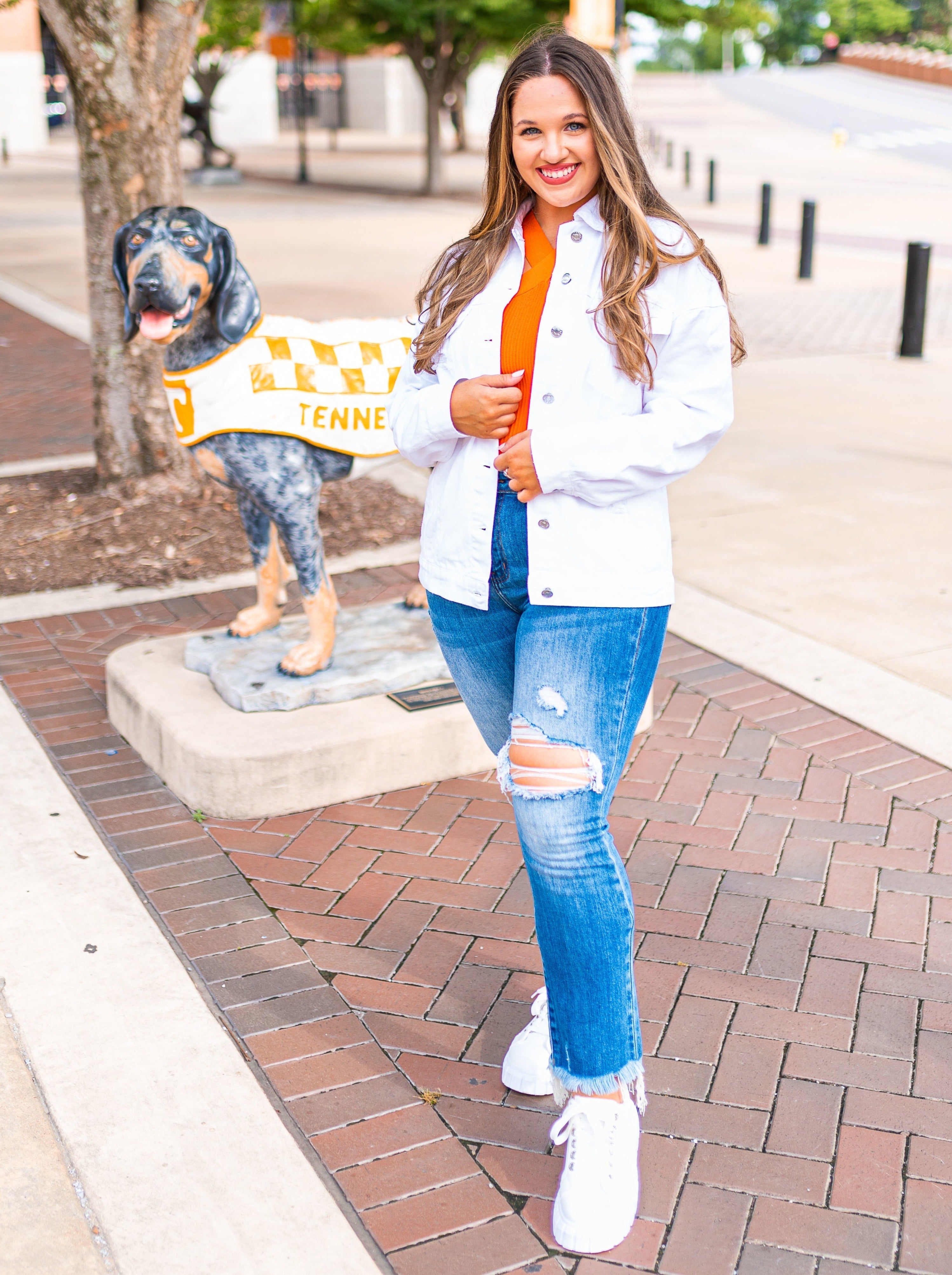 Diamond Gameday White Denim Jacket