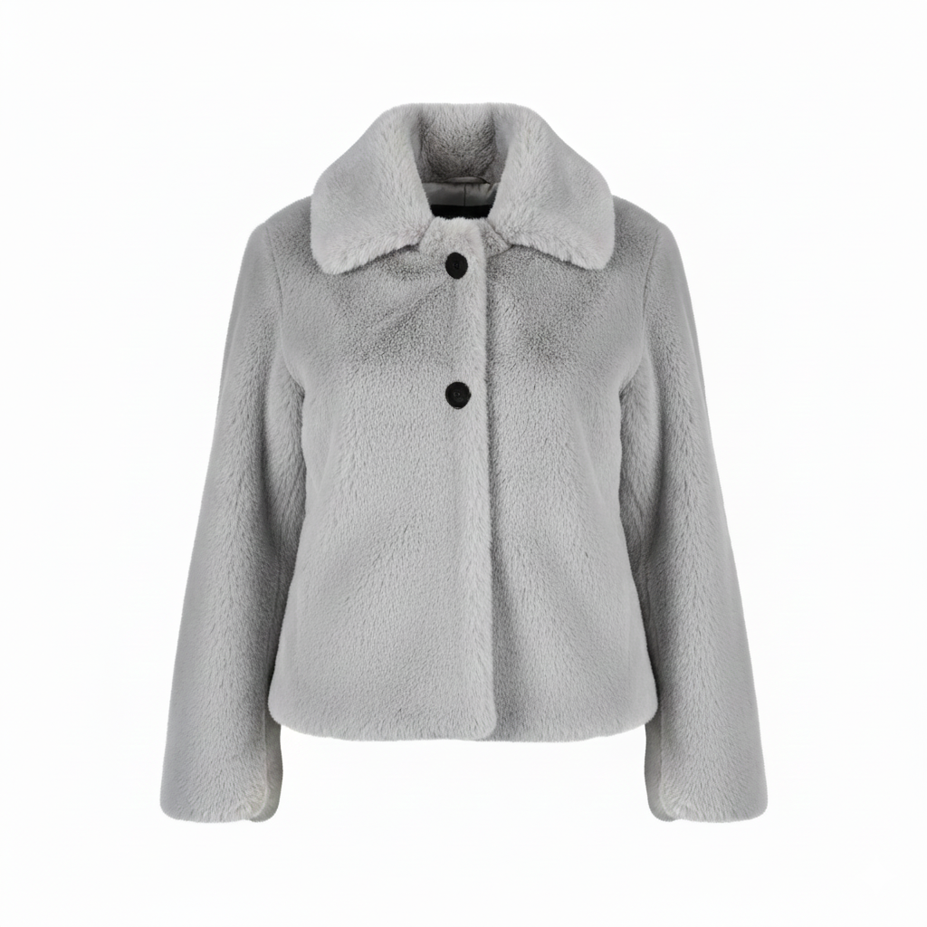 Loose Lapel Button Embellished Brown Long-Sleeved Jacket for Women’s Autumn and Winter Collection