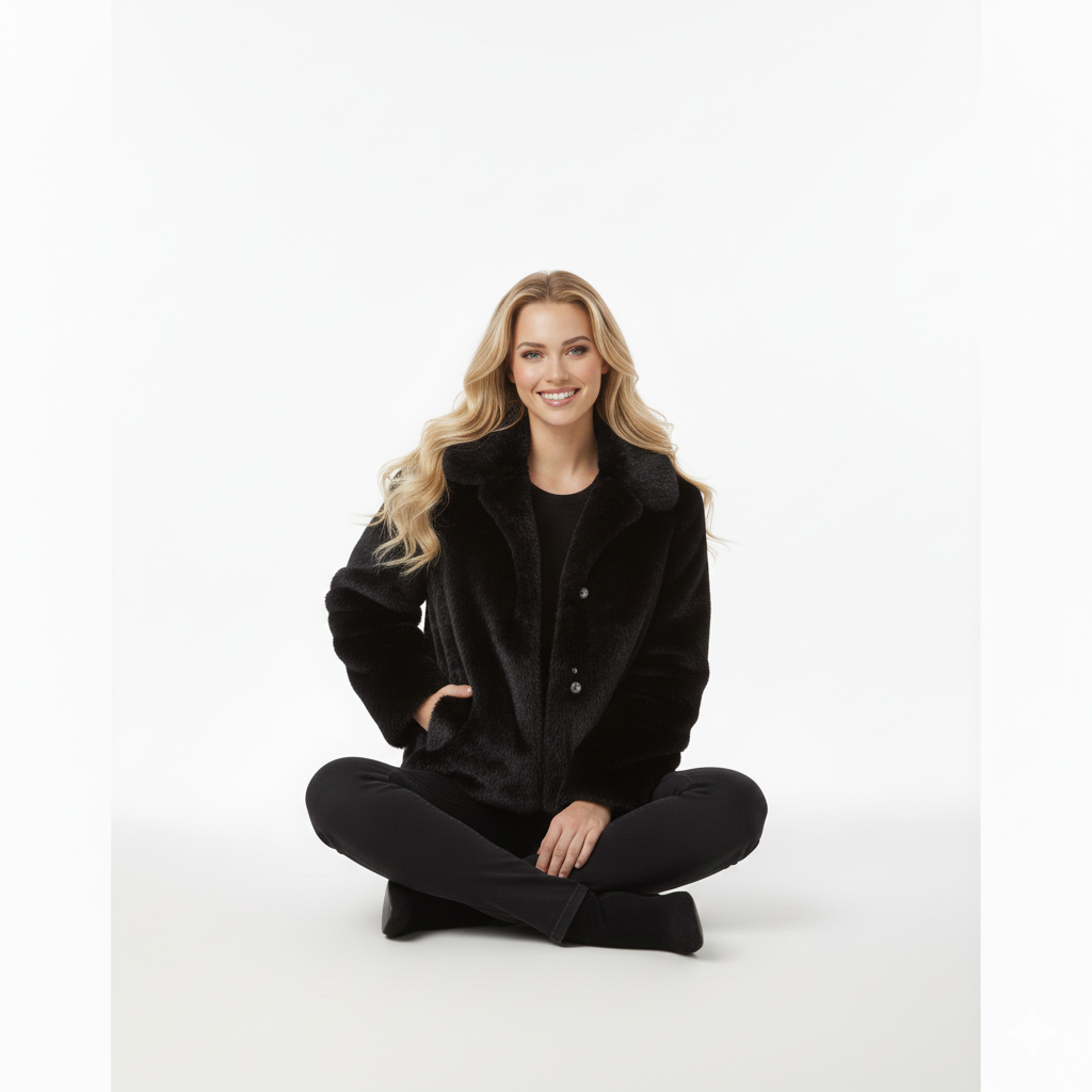 Loose Lapel Button Embellished Brown Long-Sleeved Jacket for Women’s Autumn and Winter Collection