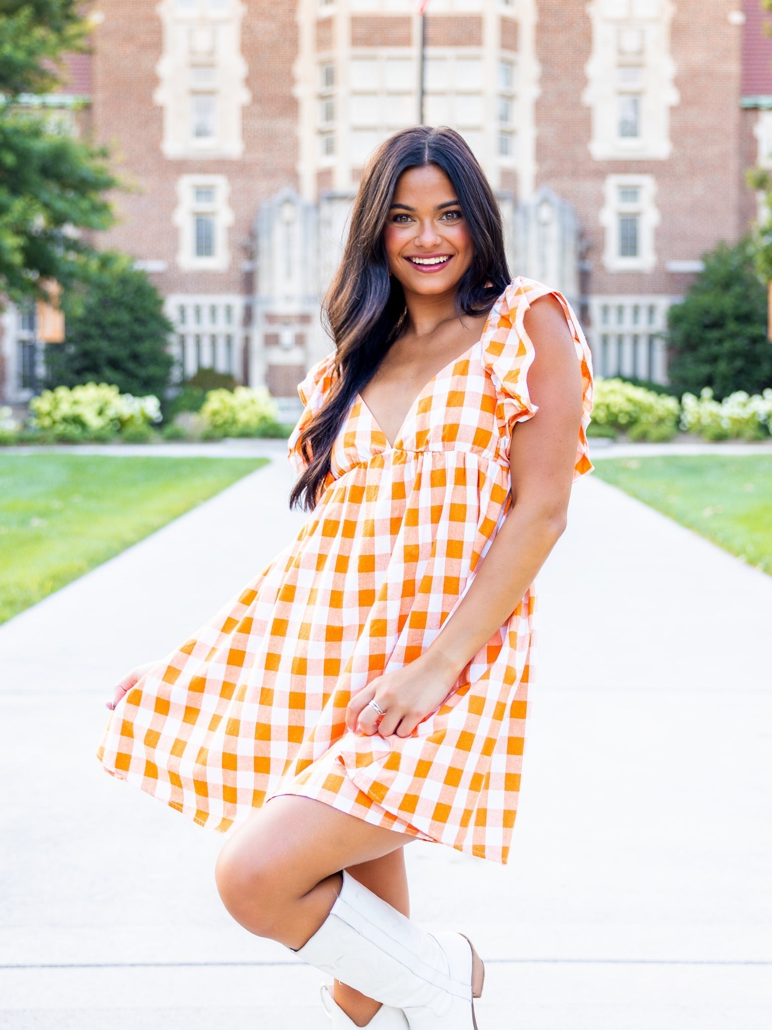 Get Rowdy Gingham Dress