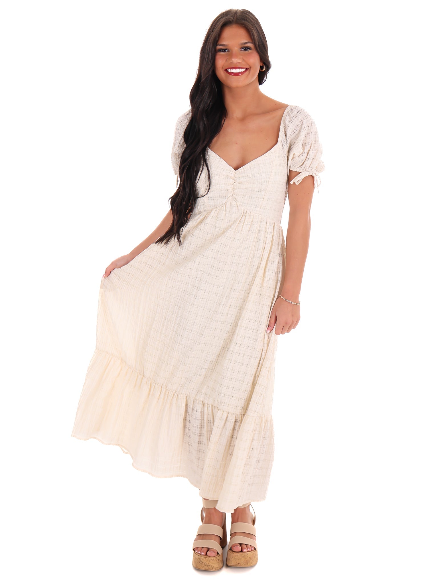 Just Having Fun Textured Midi Dress