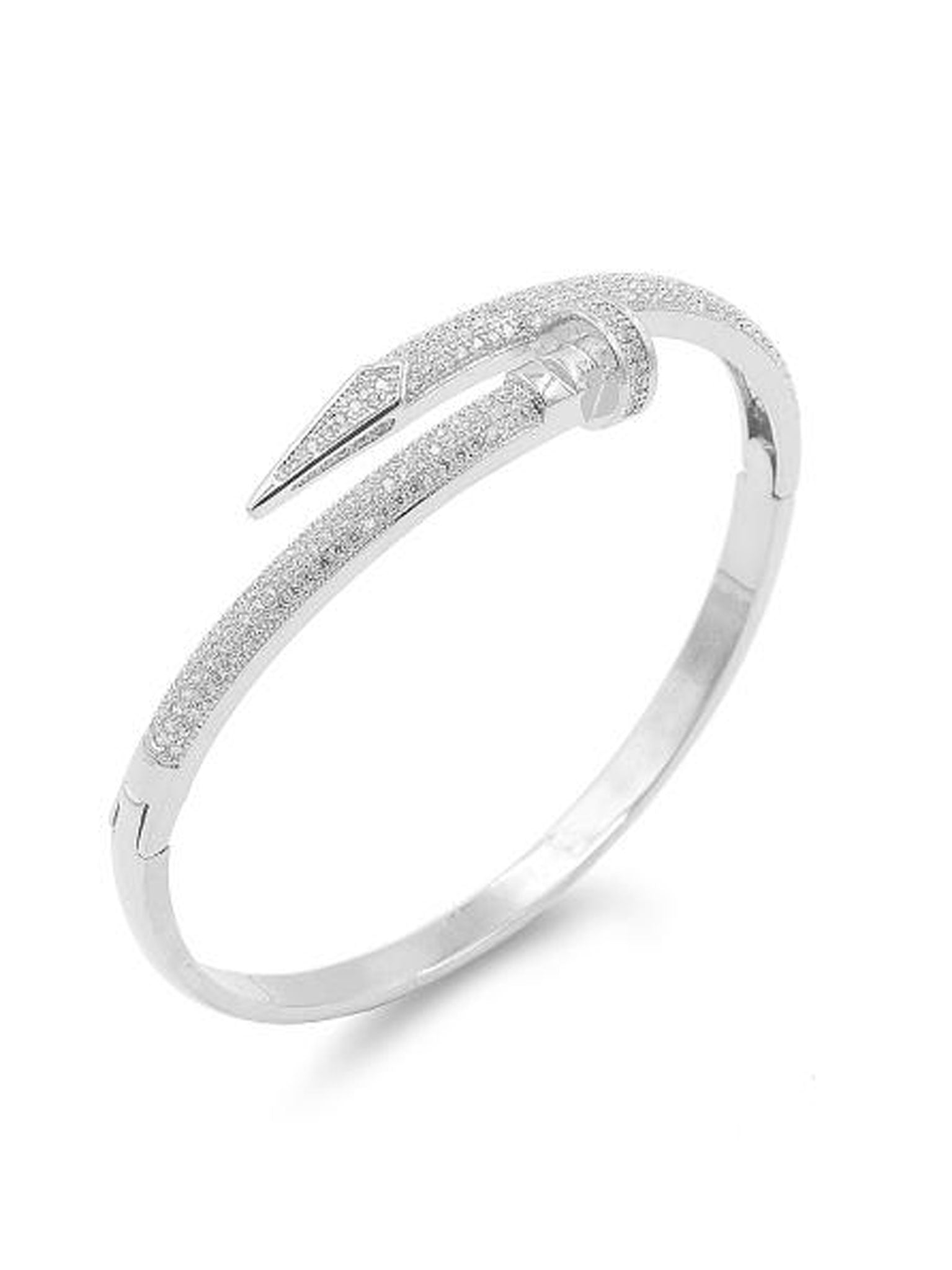 Clear CZ Nail Bangle Bracelet