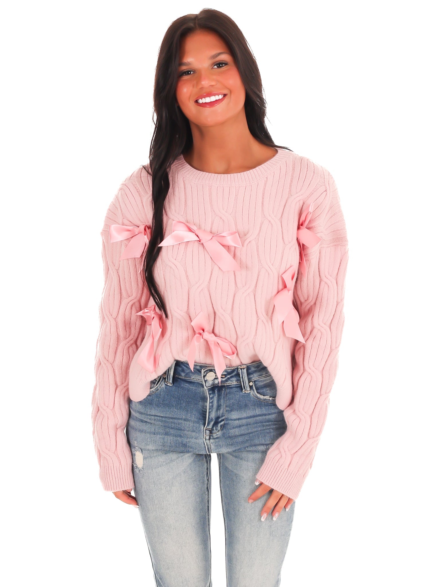 Bowtifully Yours Cable Knit Sweater