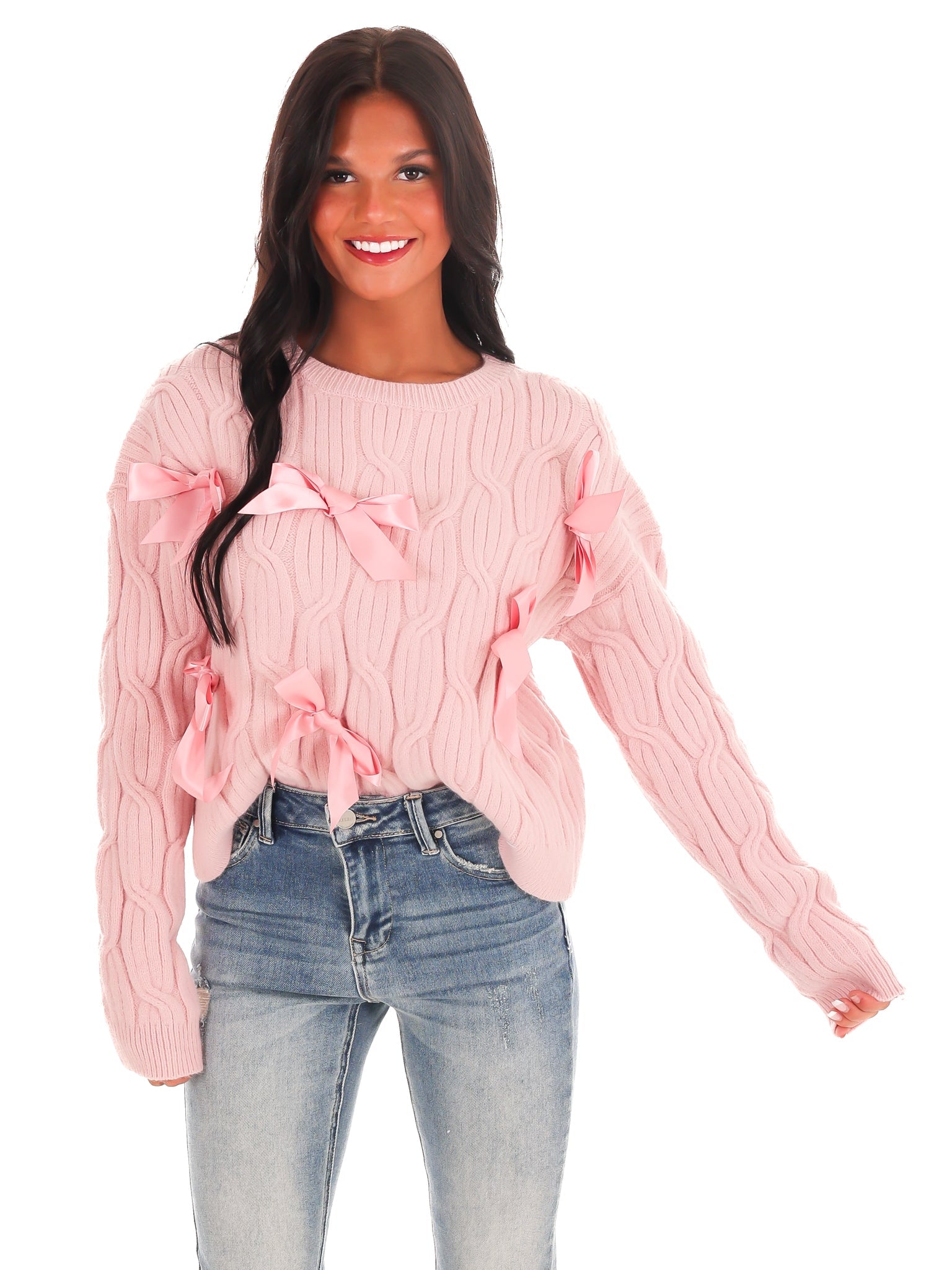Bowtifully Yours Cable Knit Sweater