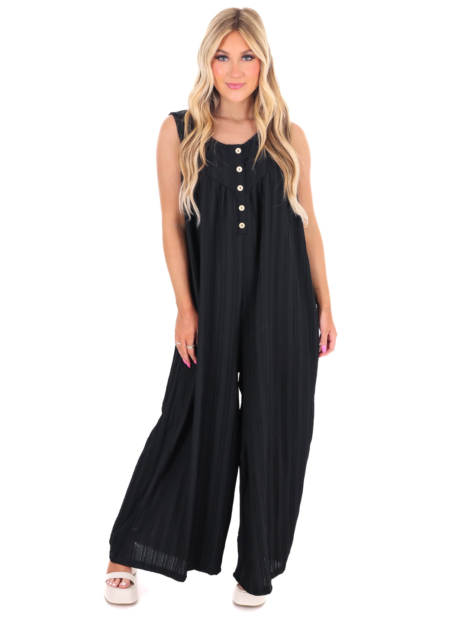 This City Textured Wide Leg Jumpsuit