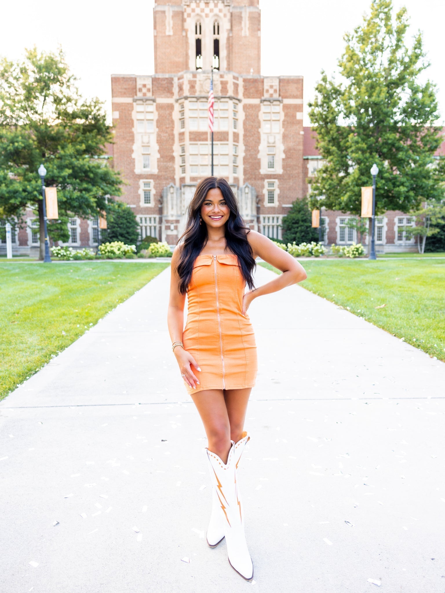 Orange Fever Denim Tube Dress