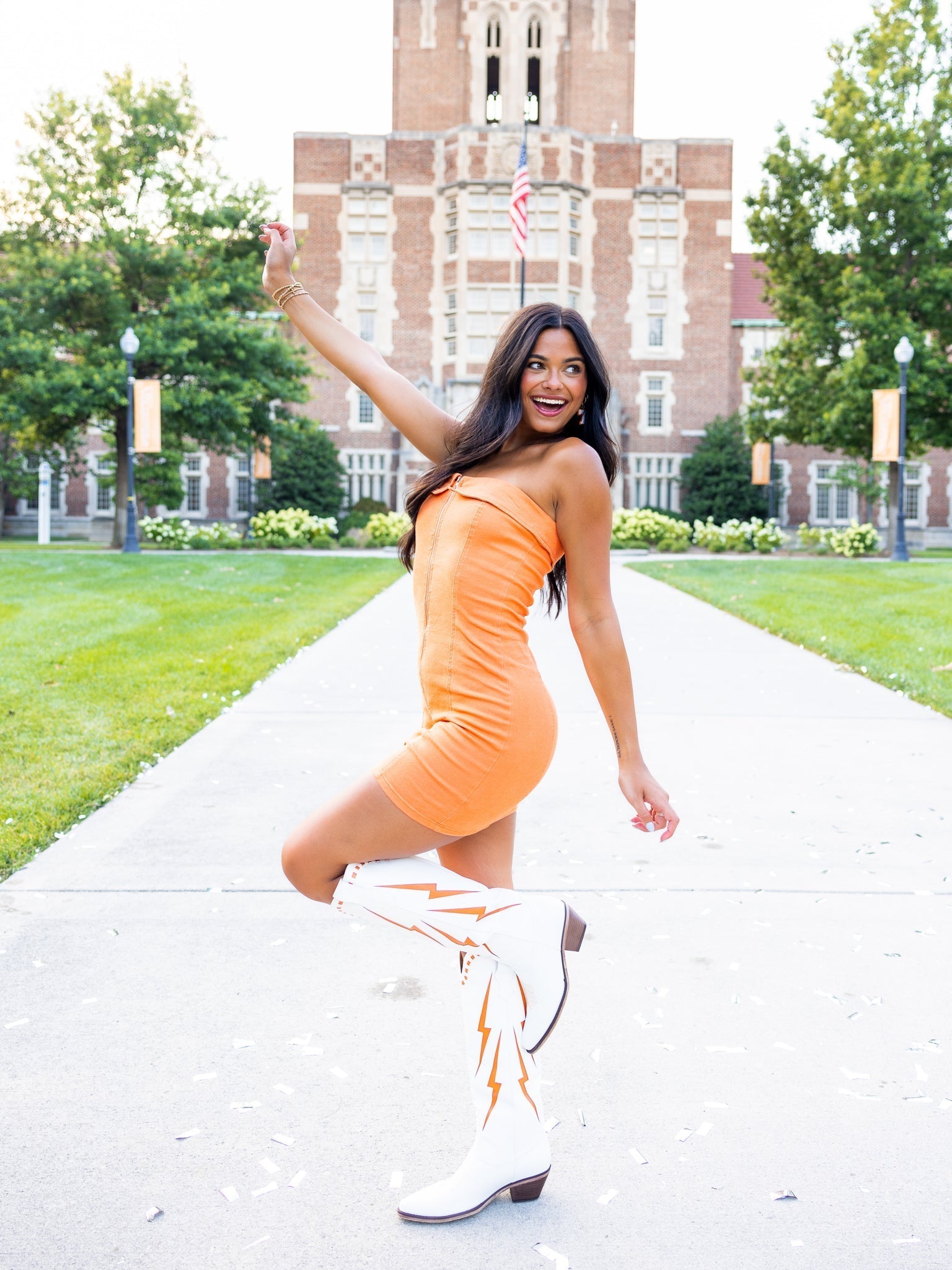 Orange Fever Denim Tube Dress