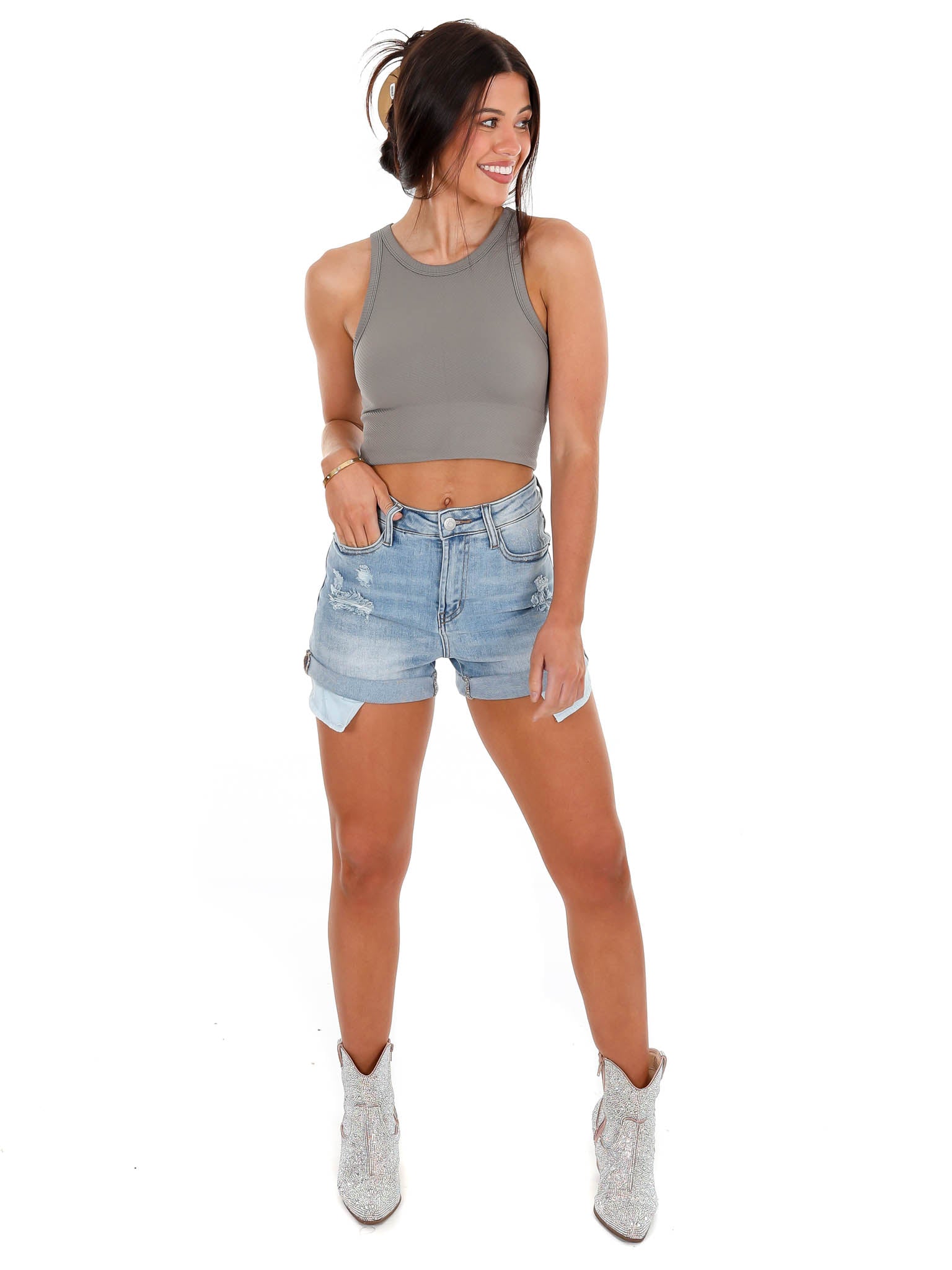 Believe in Me Chevron Crop Top