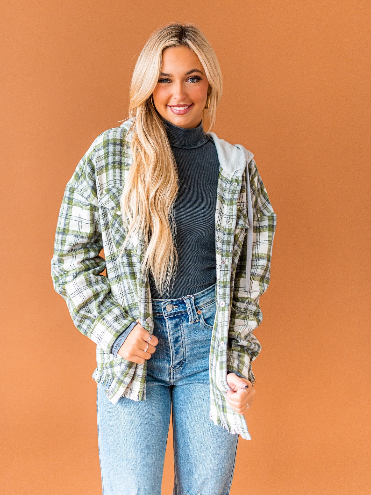 Worth Your While Hooded Plaid Top