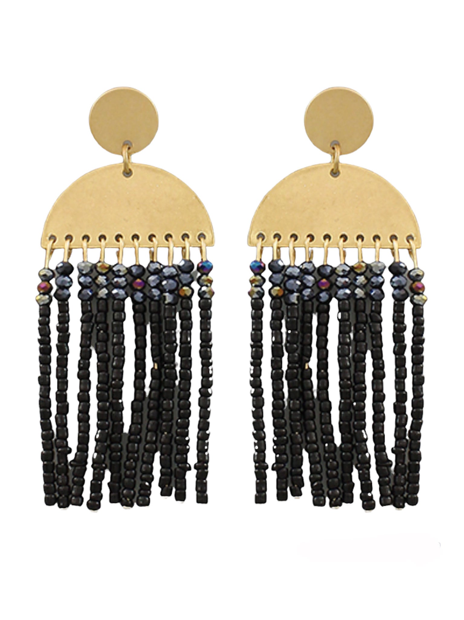 Wedge & Bead Tassel Earrings