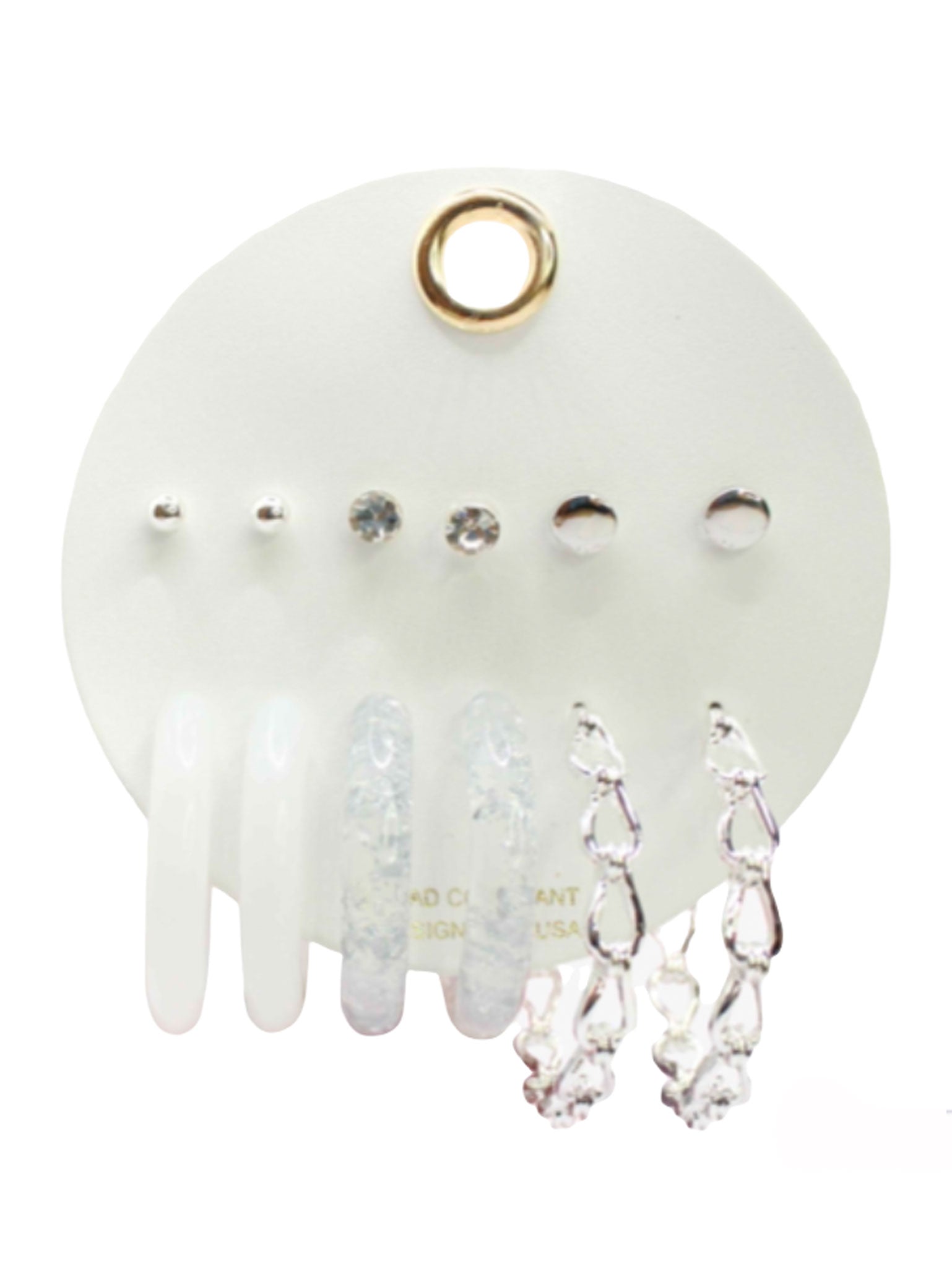 Assorted Clear/Silver Hoop and Stud Earrings