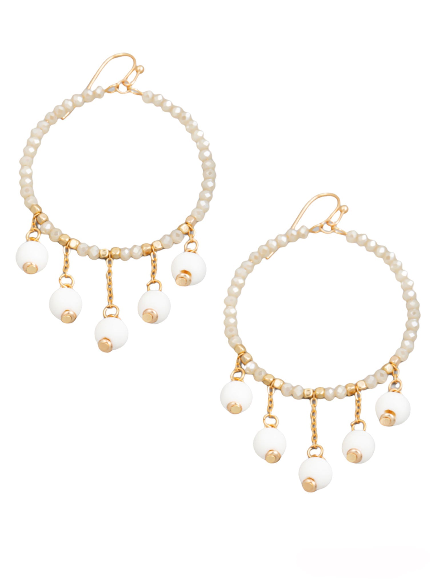 Circle Beaded Fringe Drop Earrings