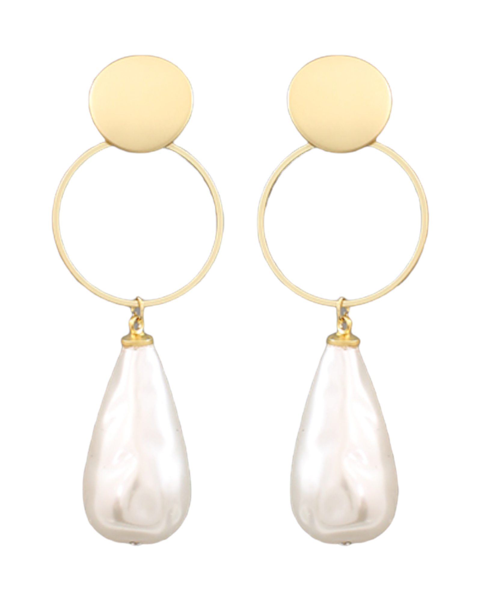 Disc & Baroque Pearls Earrings