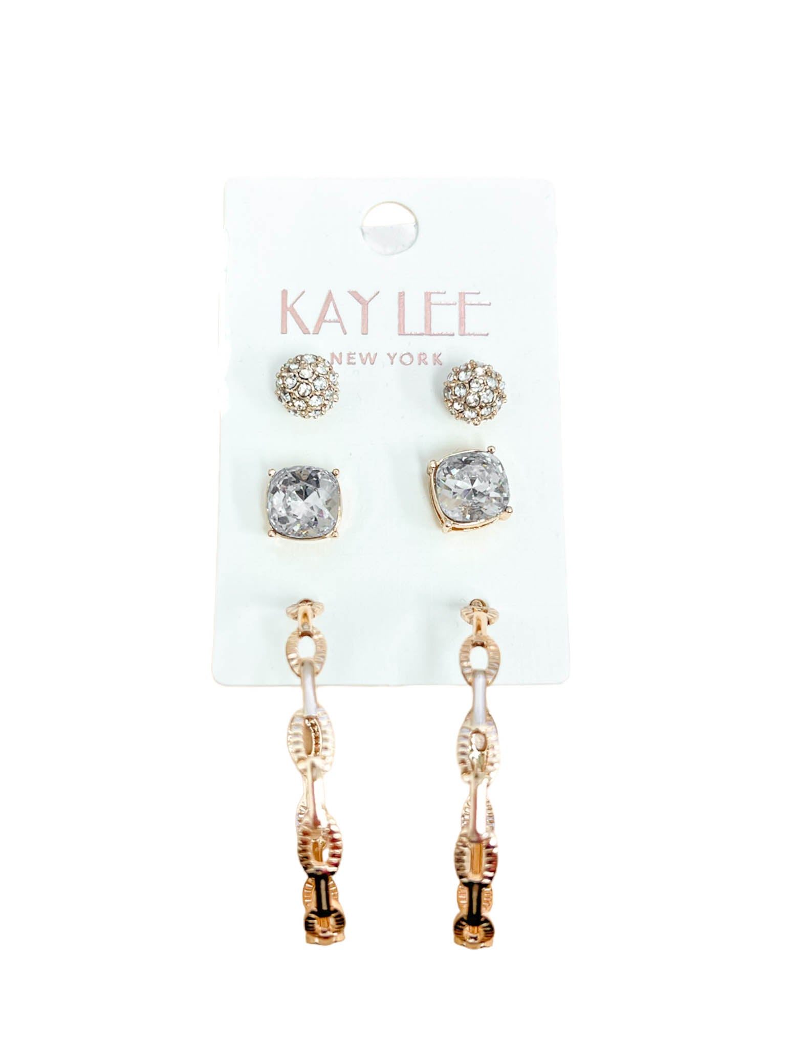 3 Pair Gold Earring Set