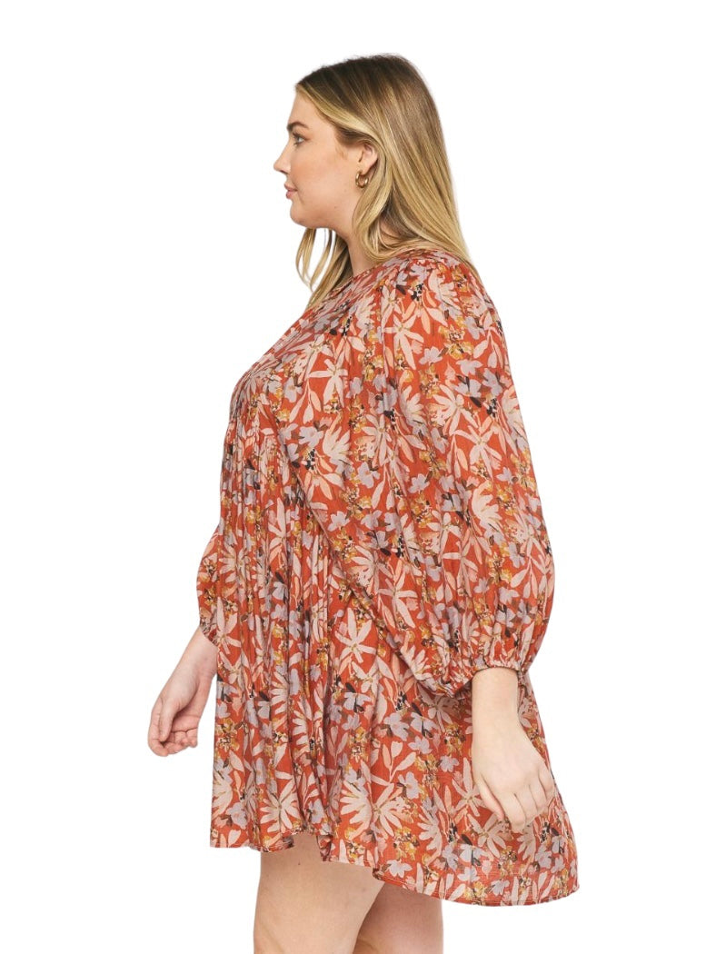 Curvy Time Will Tell Floral Mini Dress