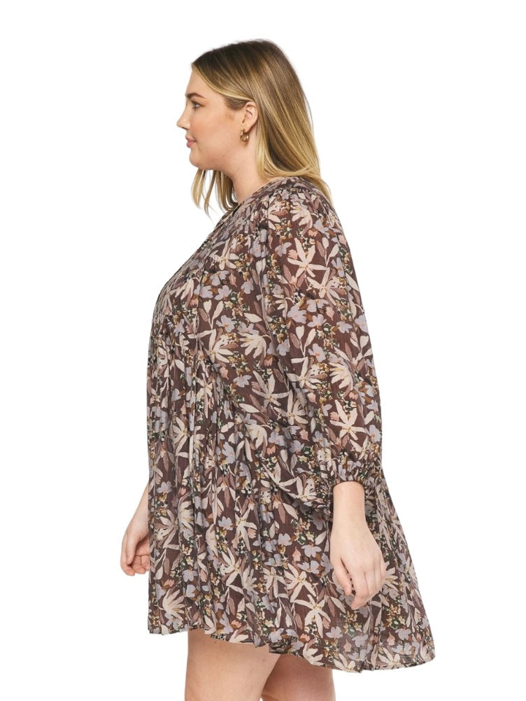 Curvy Time Will Tell Floral Mini Dress