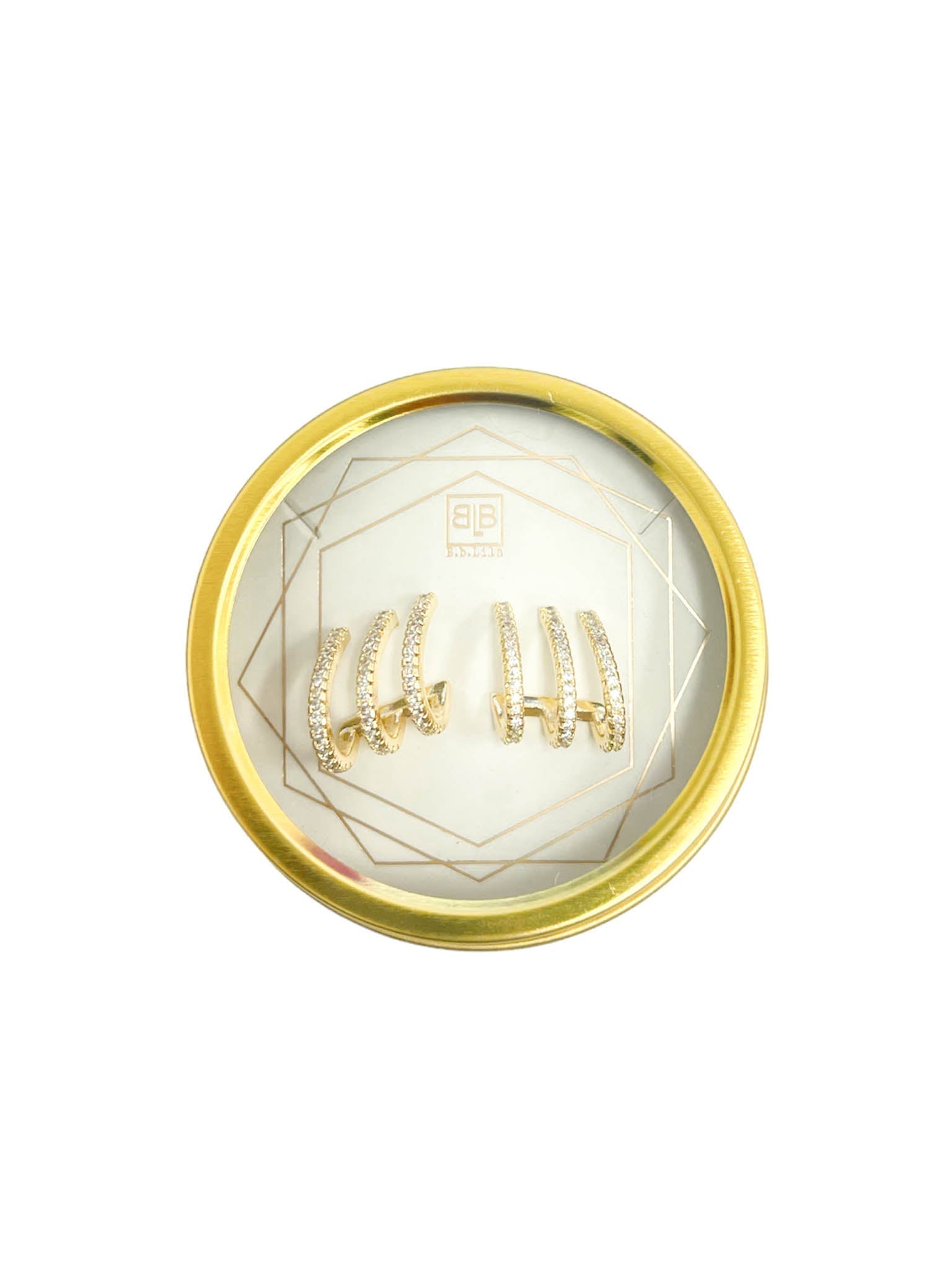 Three to Bling Triple Pave Stud Hoops